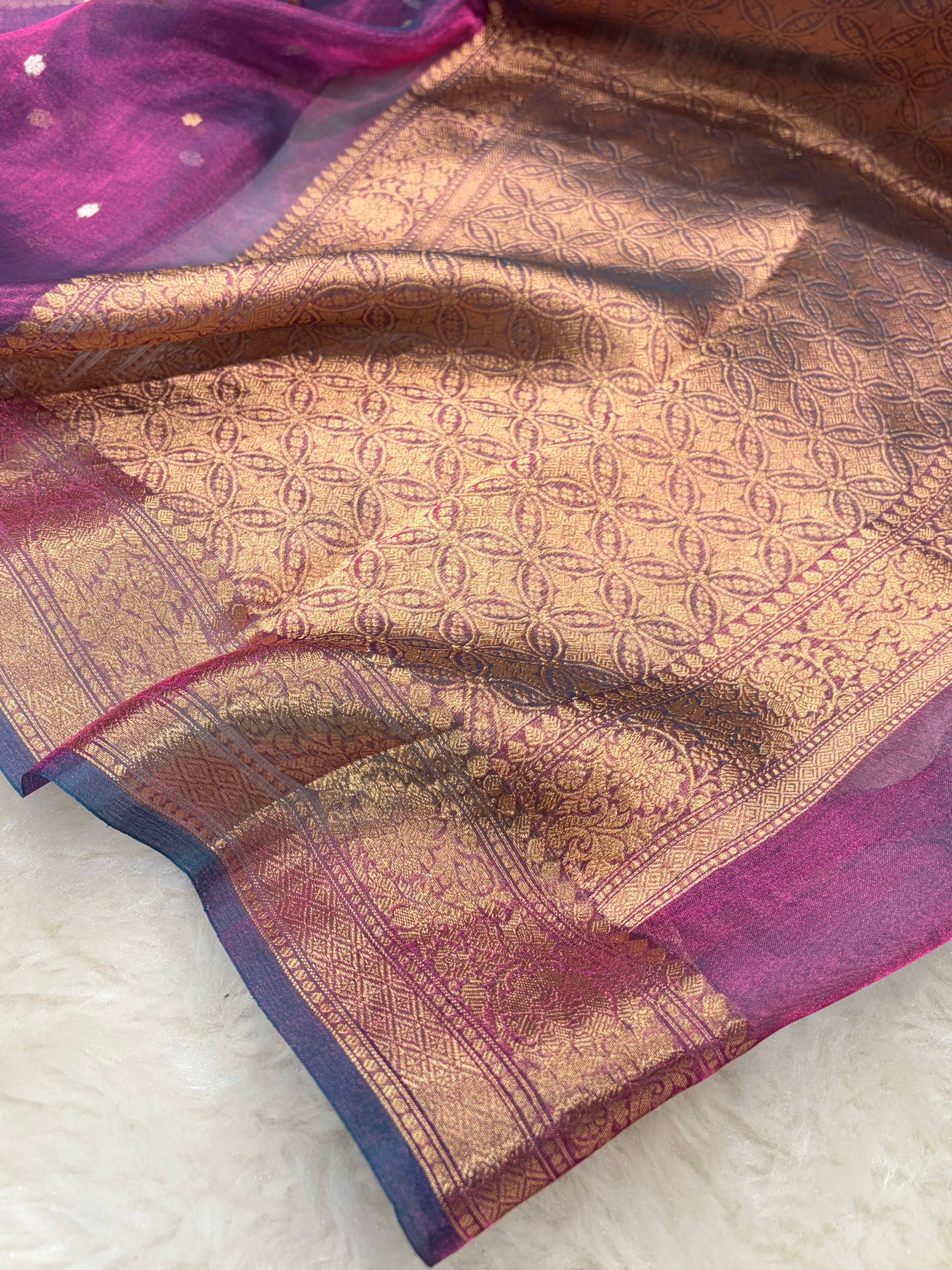 Purple Shades Boota Pure Tissue Silk Saree PT-21