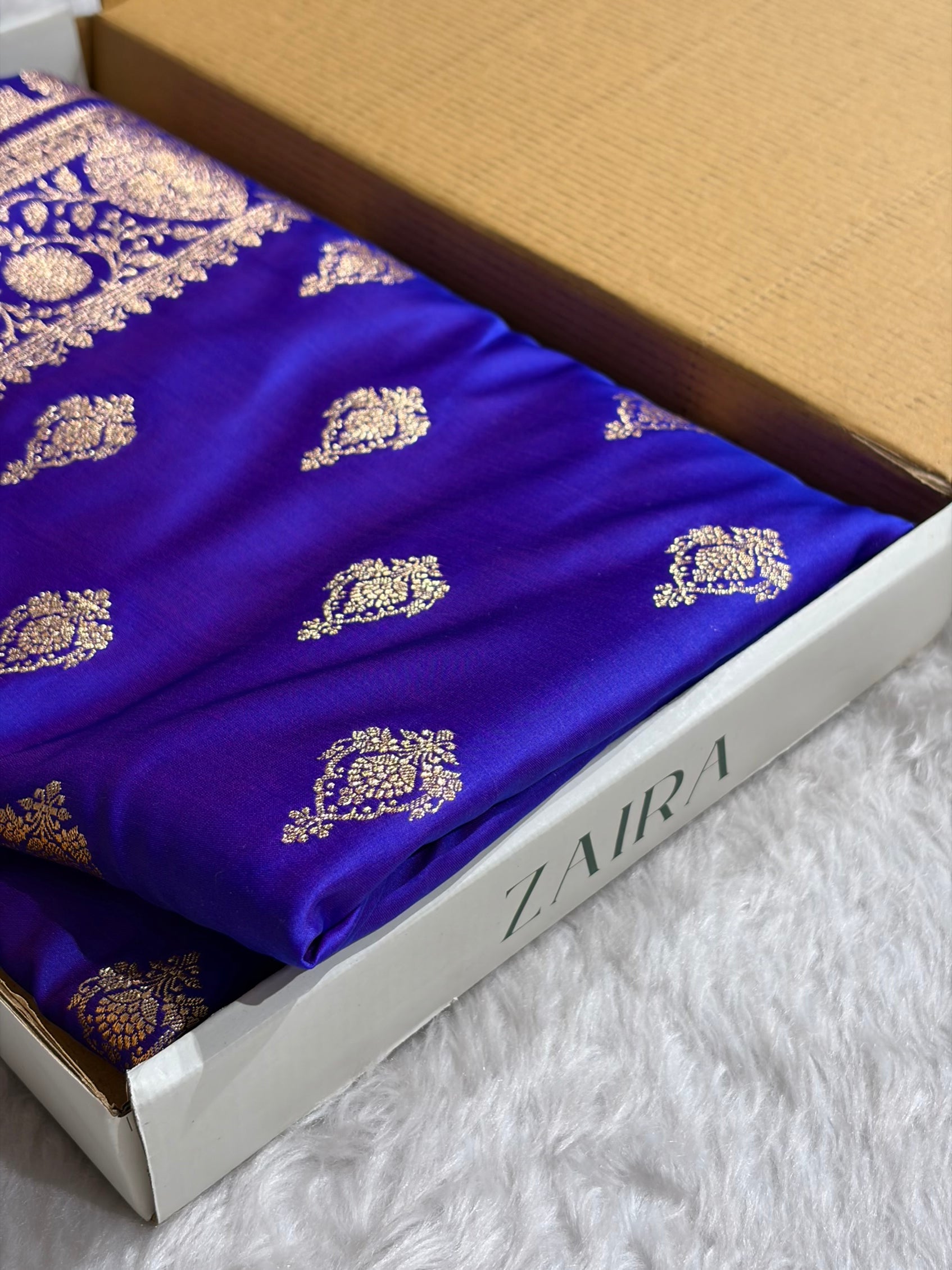 Banarasi Satin Katan Saree With Boota in Royal Purple Shades SK98