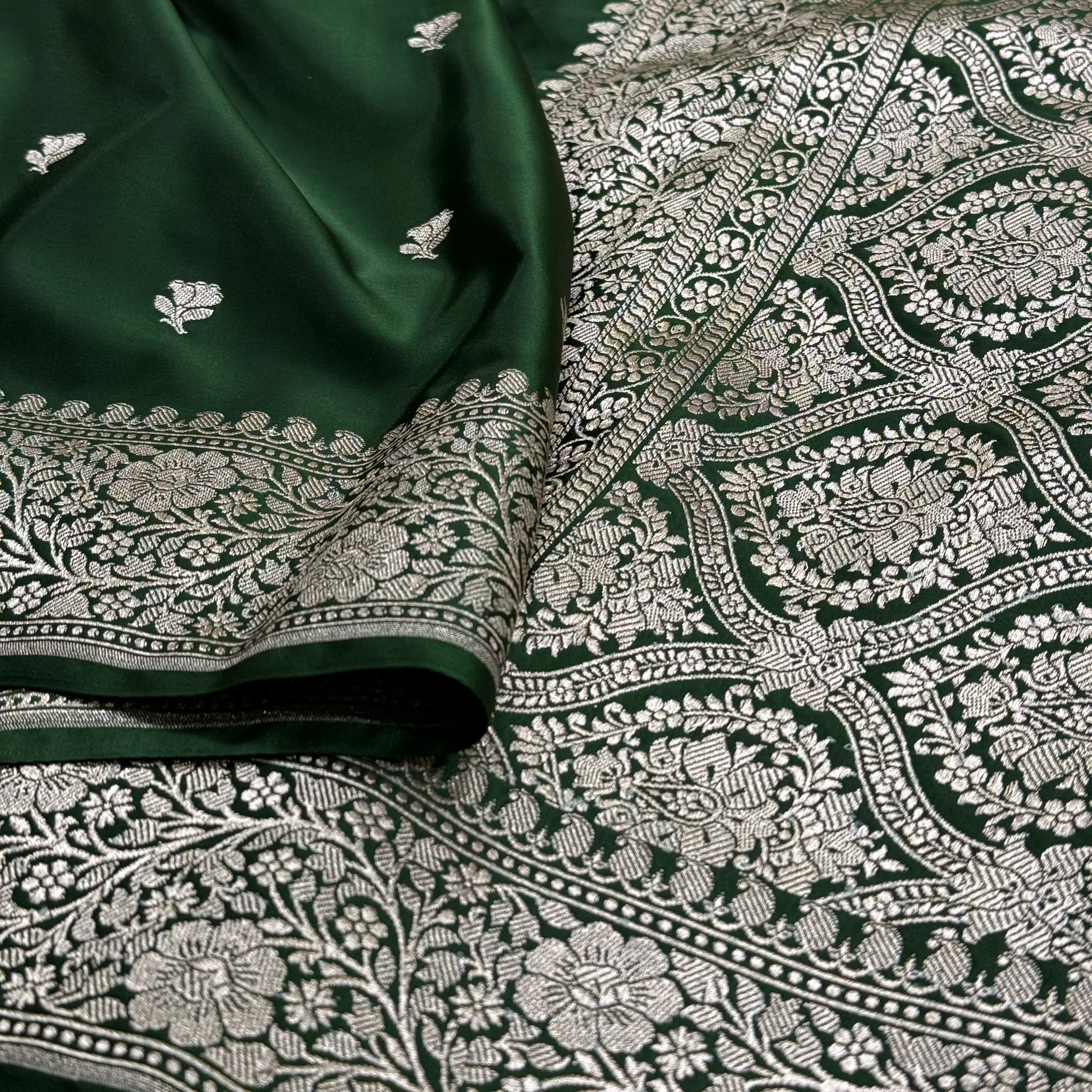 Mehandi Booti Mashru Silk Saree