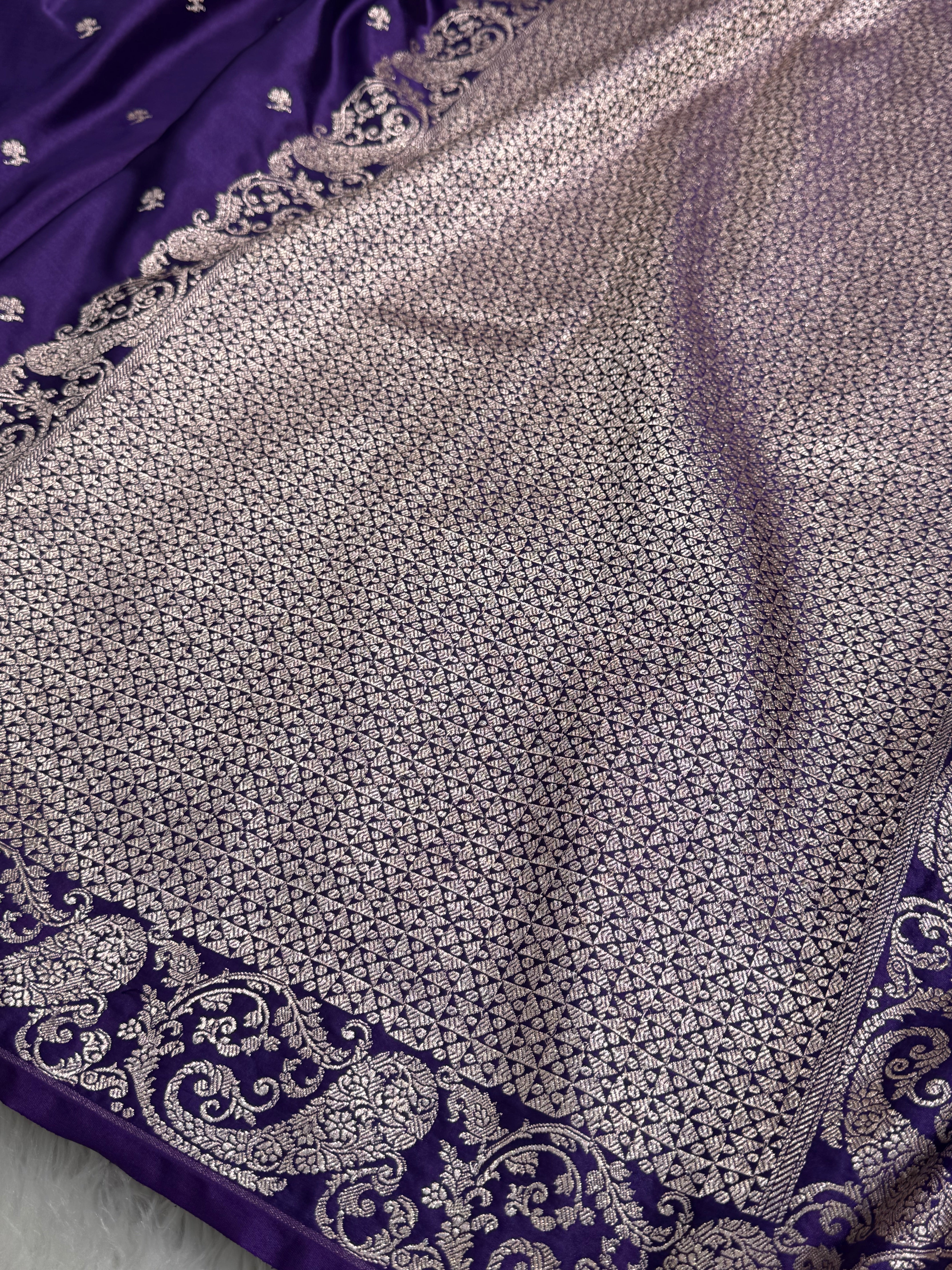 Kairi Border Purple Mashru Silk Saree