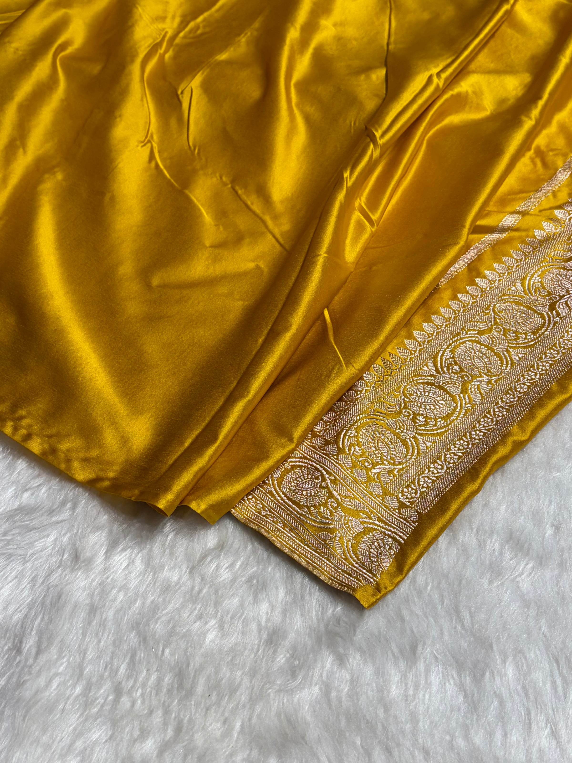 Mustard Shades In Minakari Jaal Mashru Silk Saree MS42