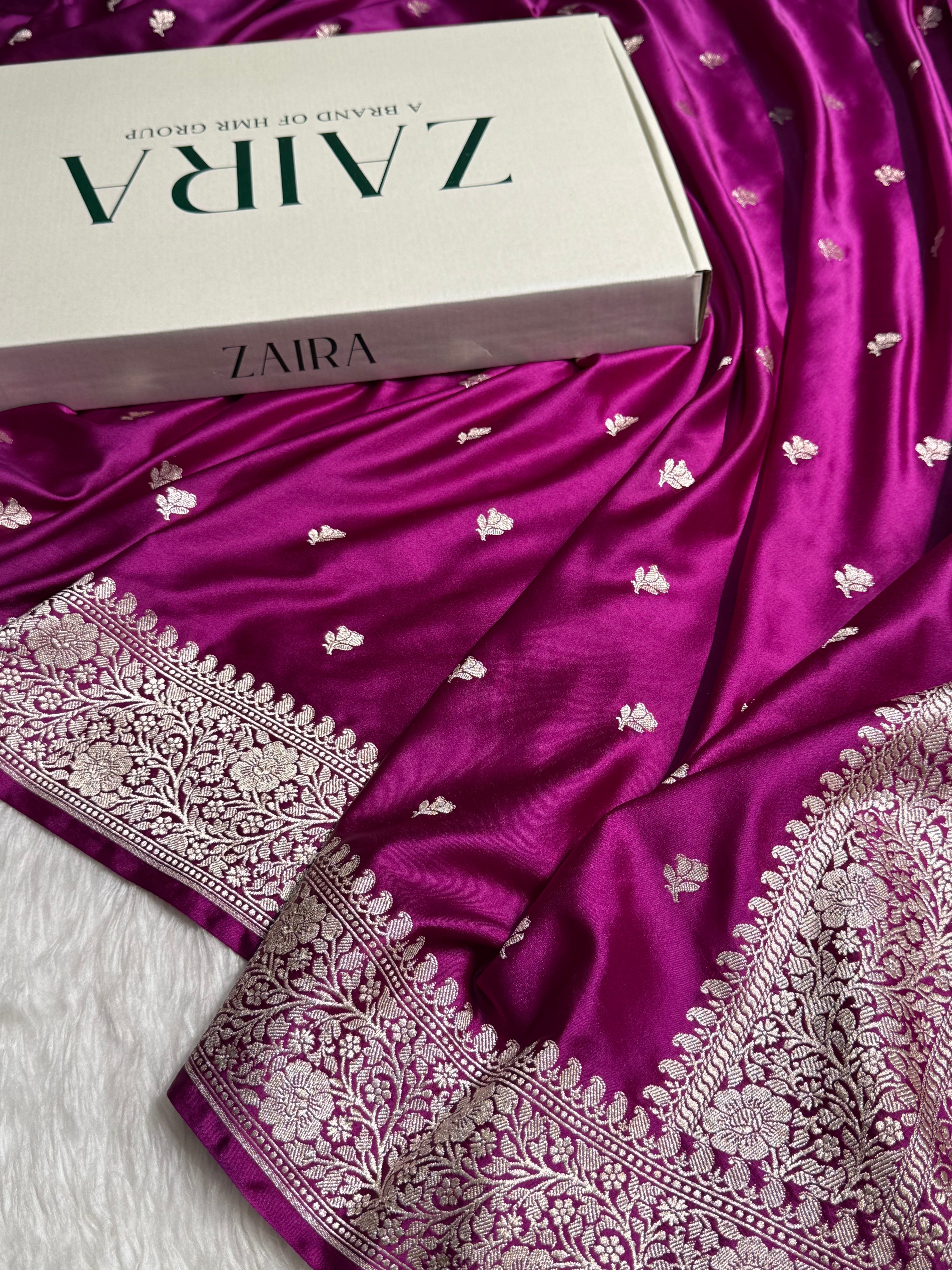 Wine floral Booti Mashru Silk Saree