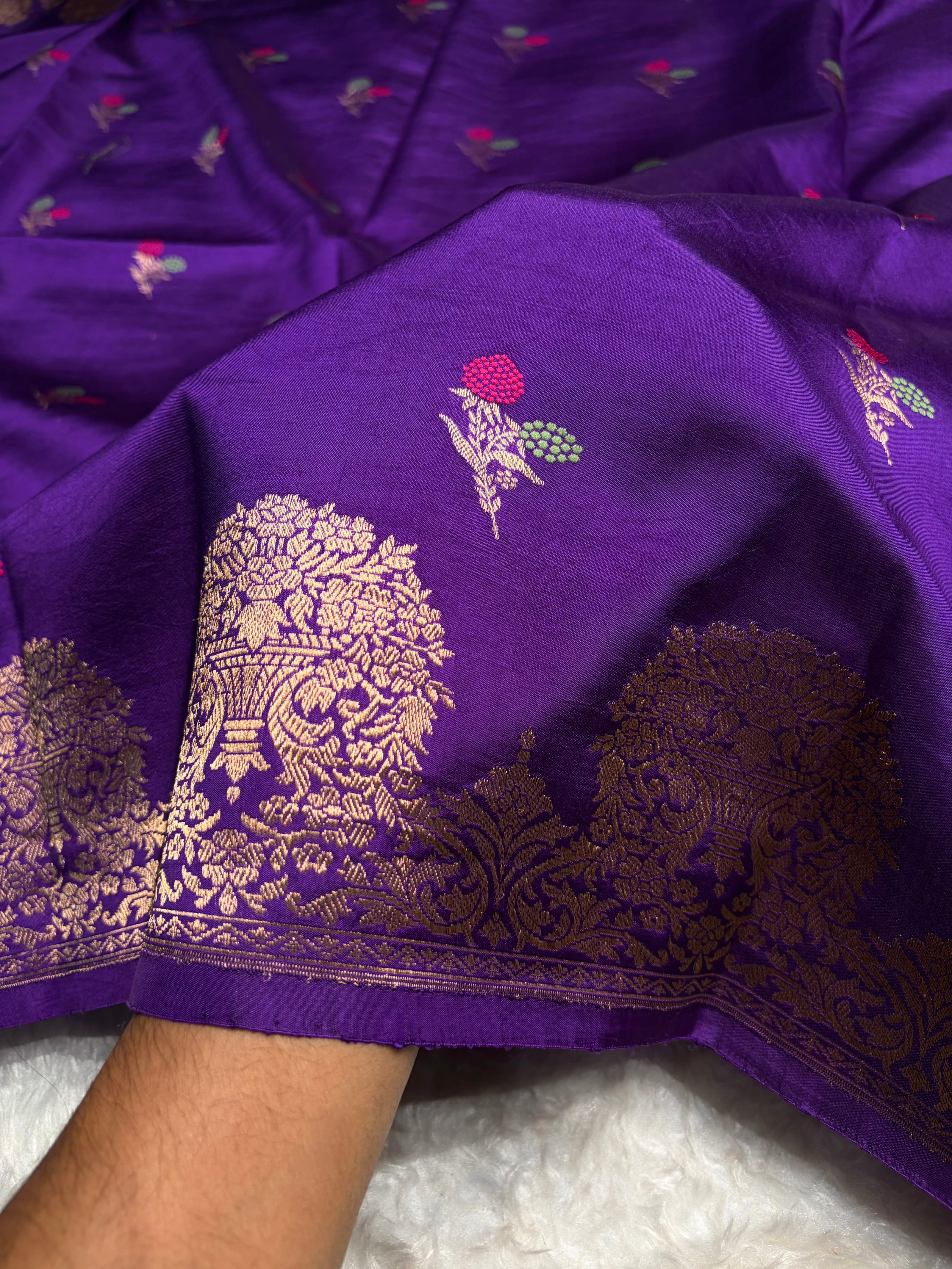 Purple Shades Minakari Handwoven Pure Raw Mango Silk RM-54