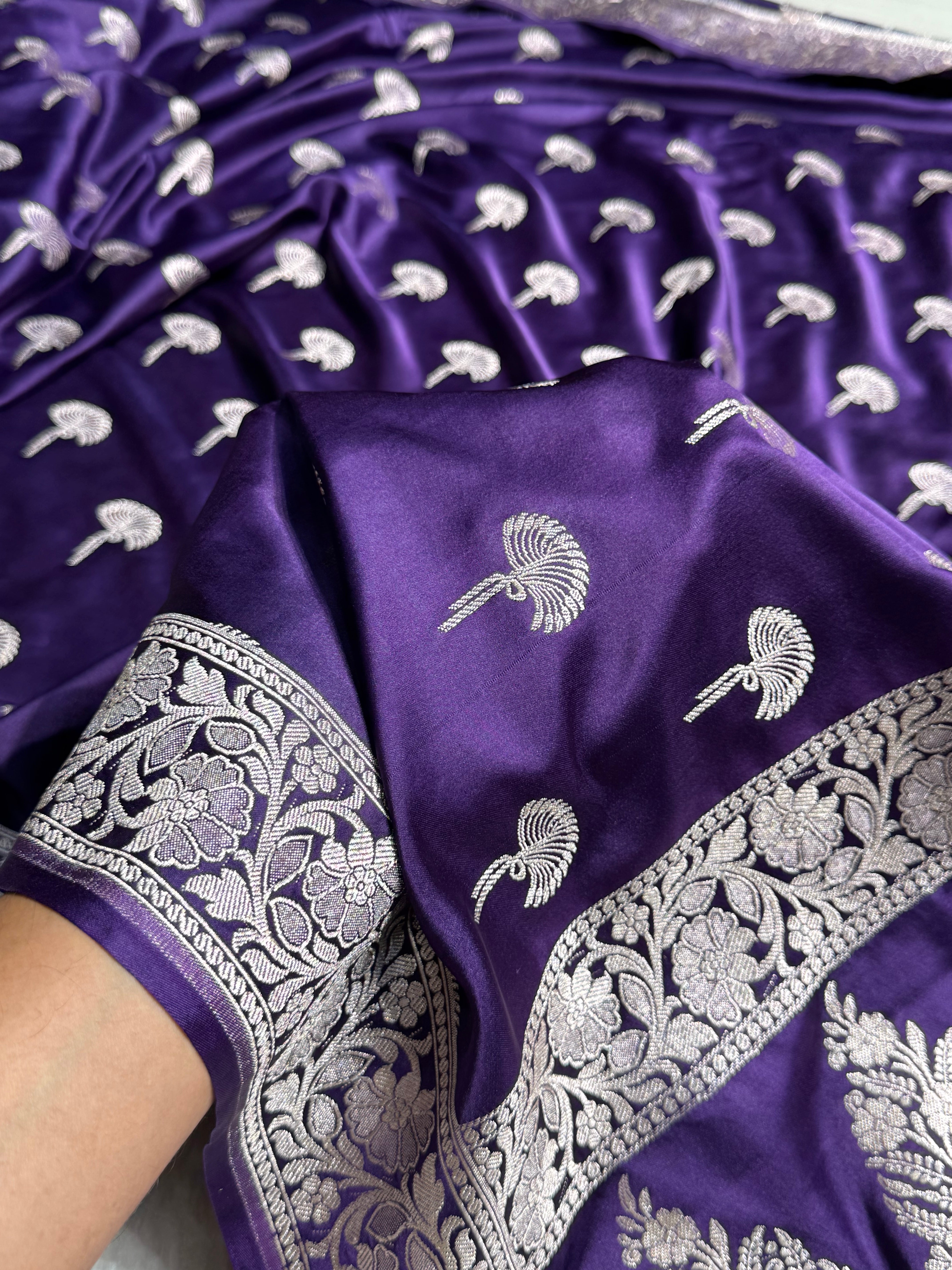 Purple Shades Floral Booti Mashru Silk Saree