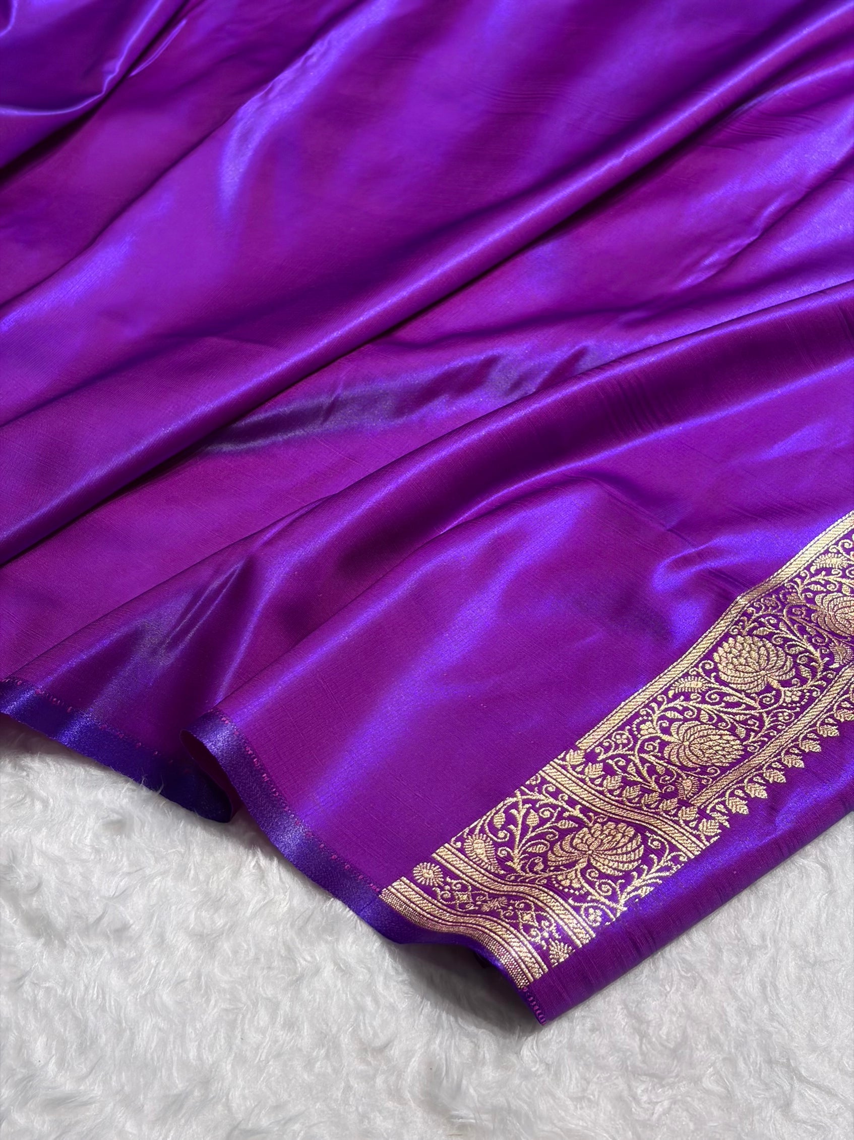 Banarasi Satin Silk Saree Jaal in Purple Shades SS23