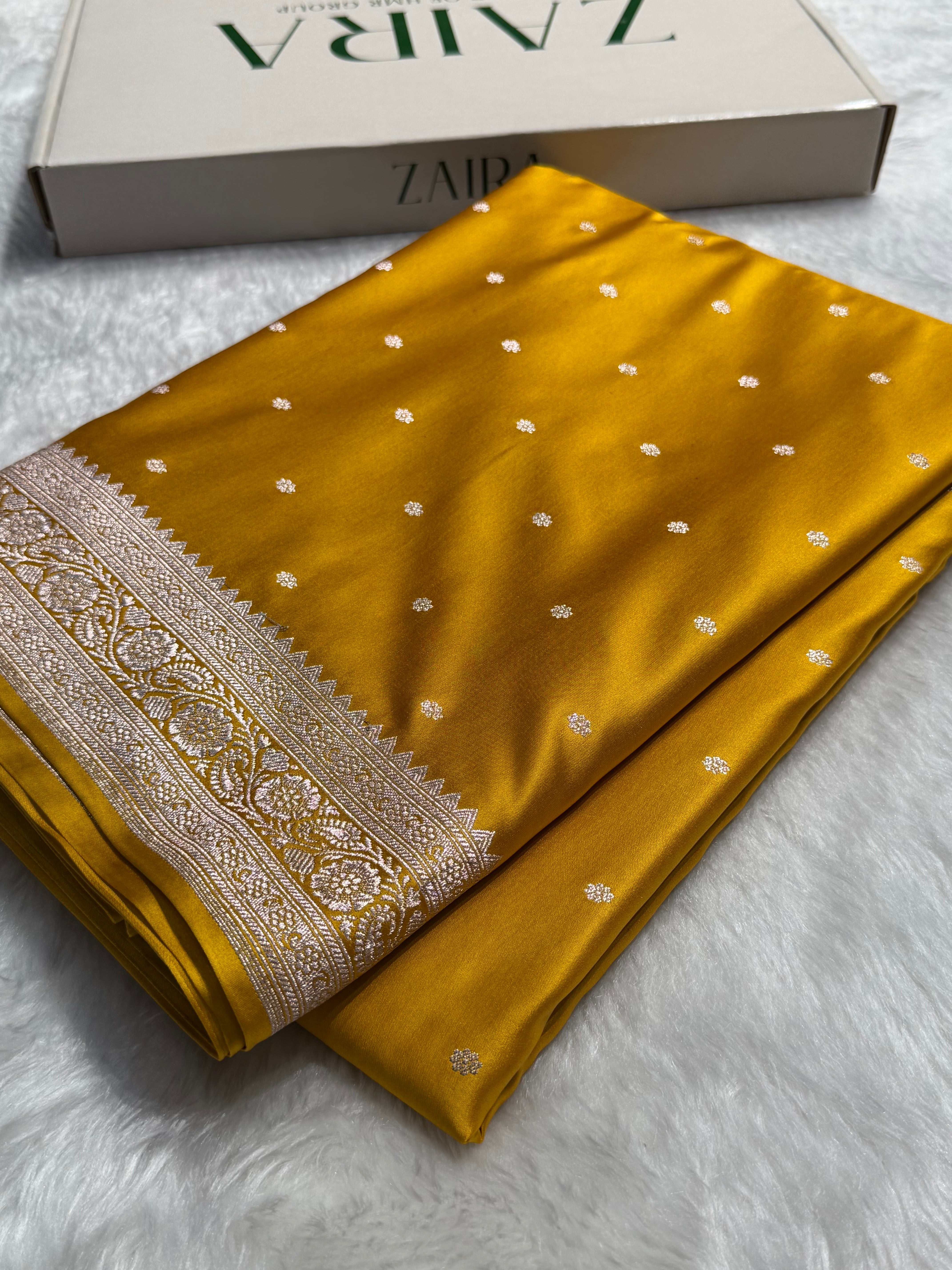 Banarasi Mustard Shade Booti Mashru Silk Saree