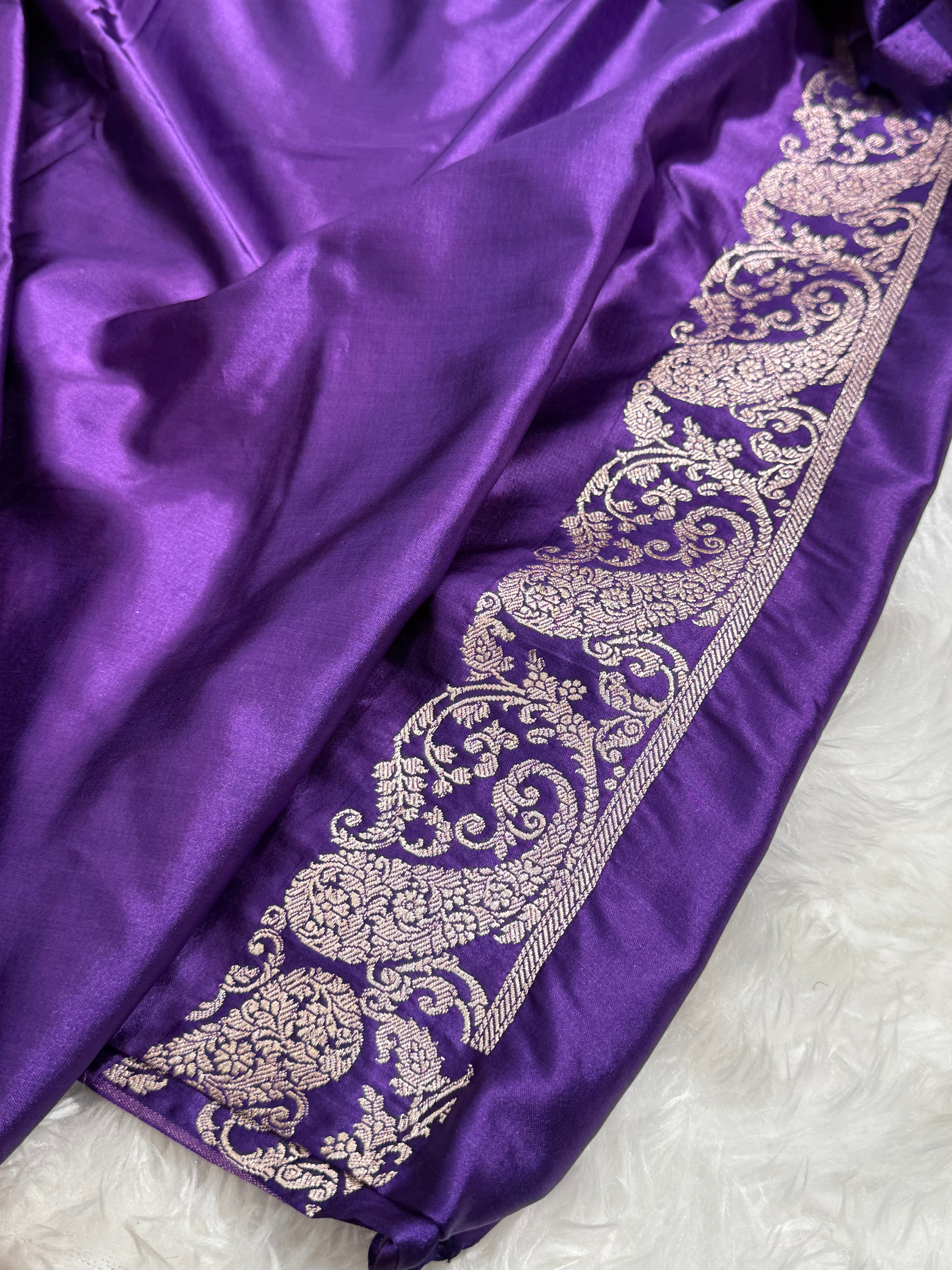 Kairi Border Purple Mashru Silk Saree
