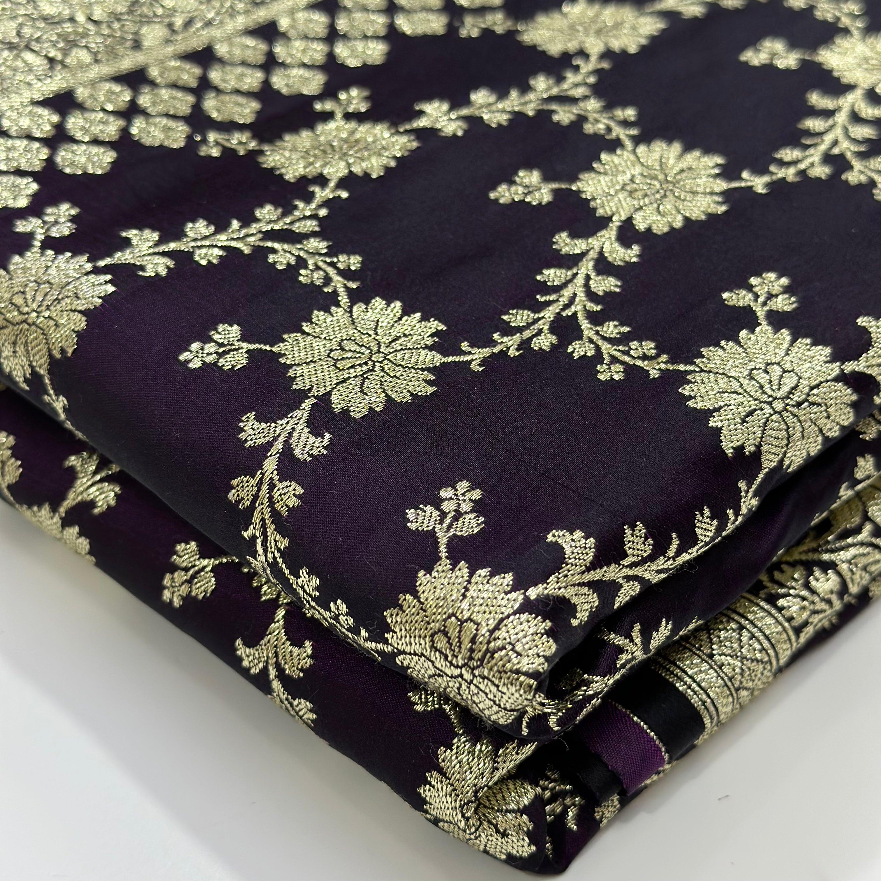 Dark Magenta Shades Jaal Satin Katan Silk Saree SK19