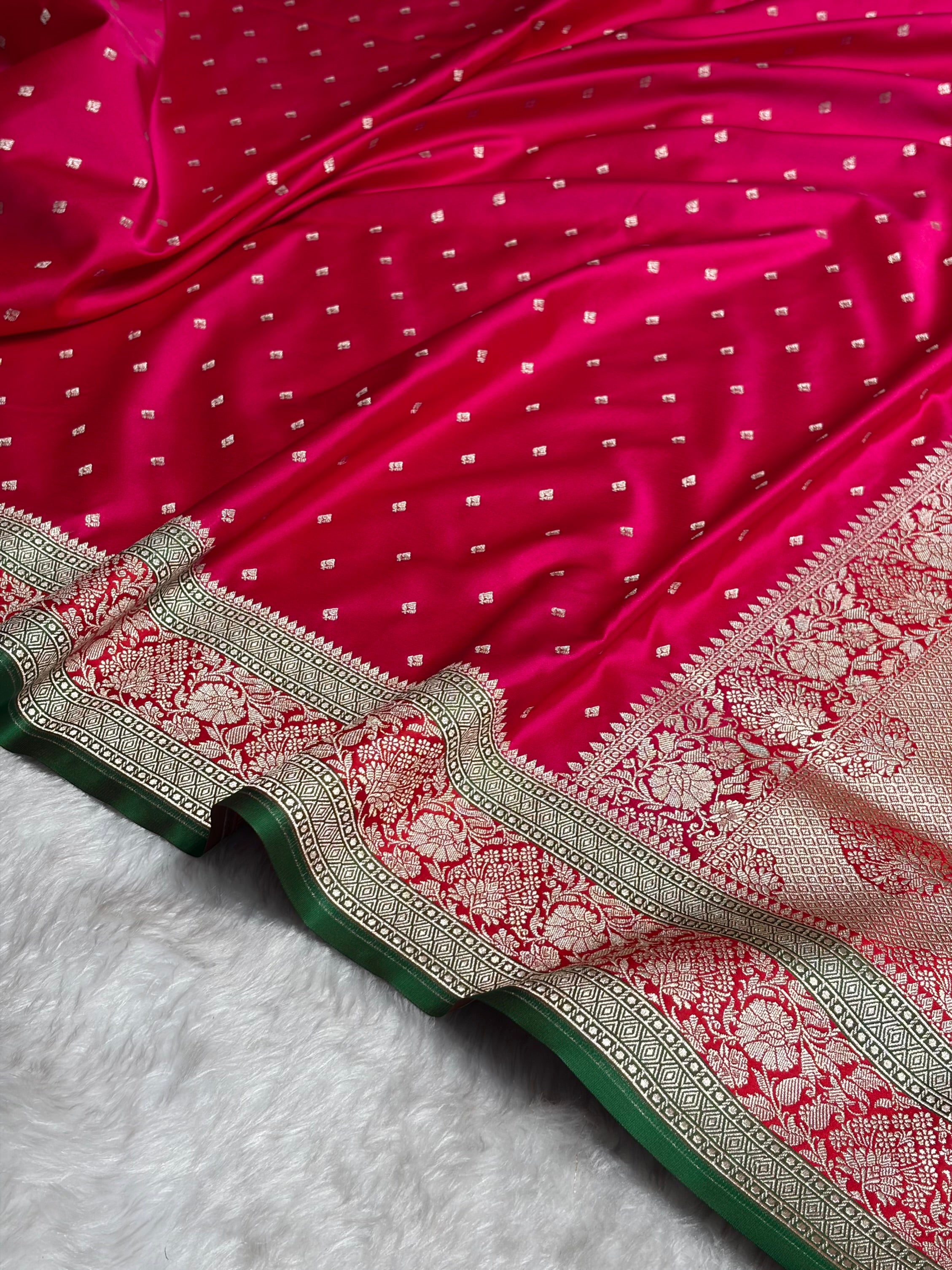 Rani With Red Floral Border Mashru Silk Saree MSM-99