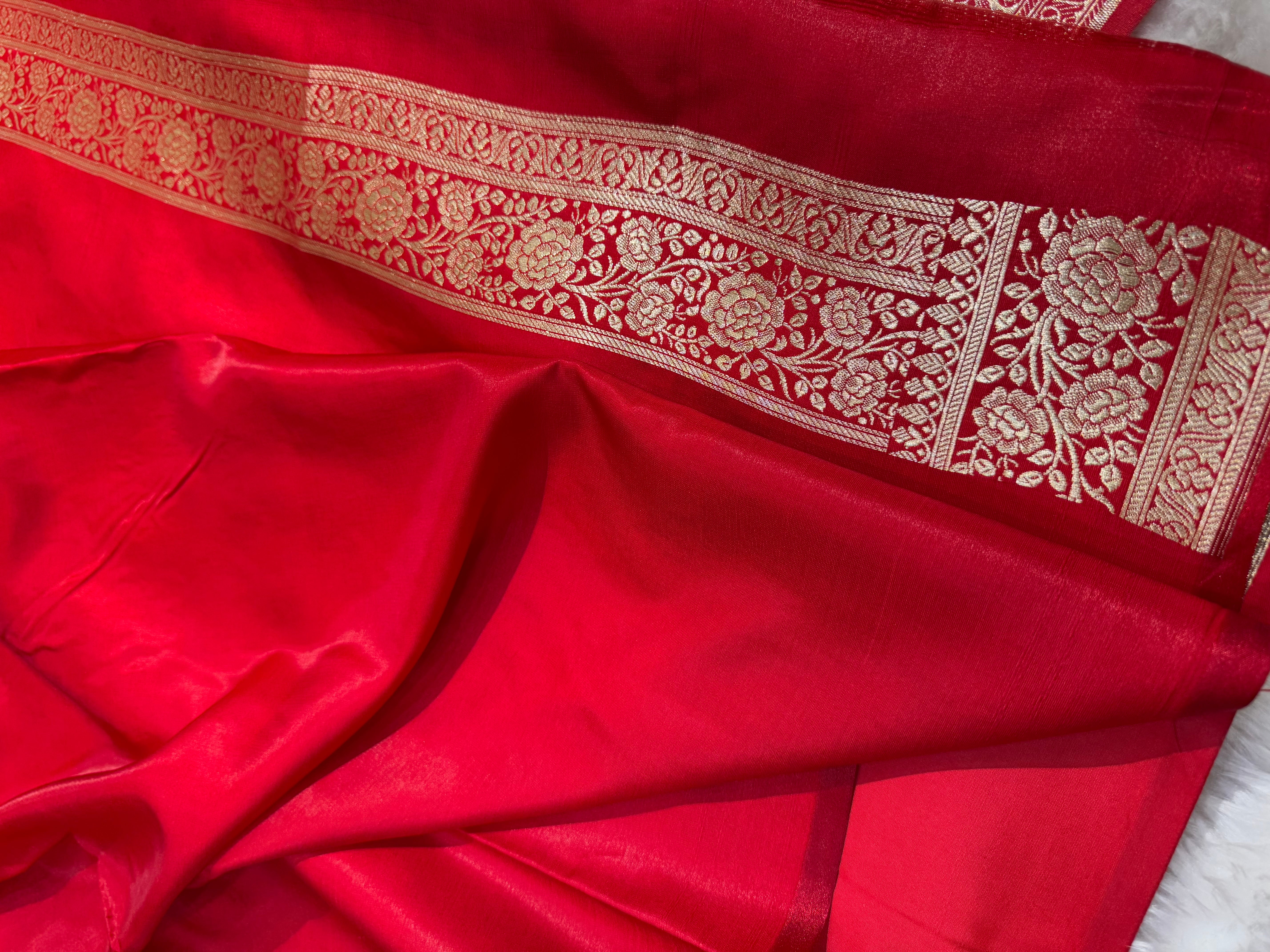 Light Weight RED shades Satin Silk Saree SS15