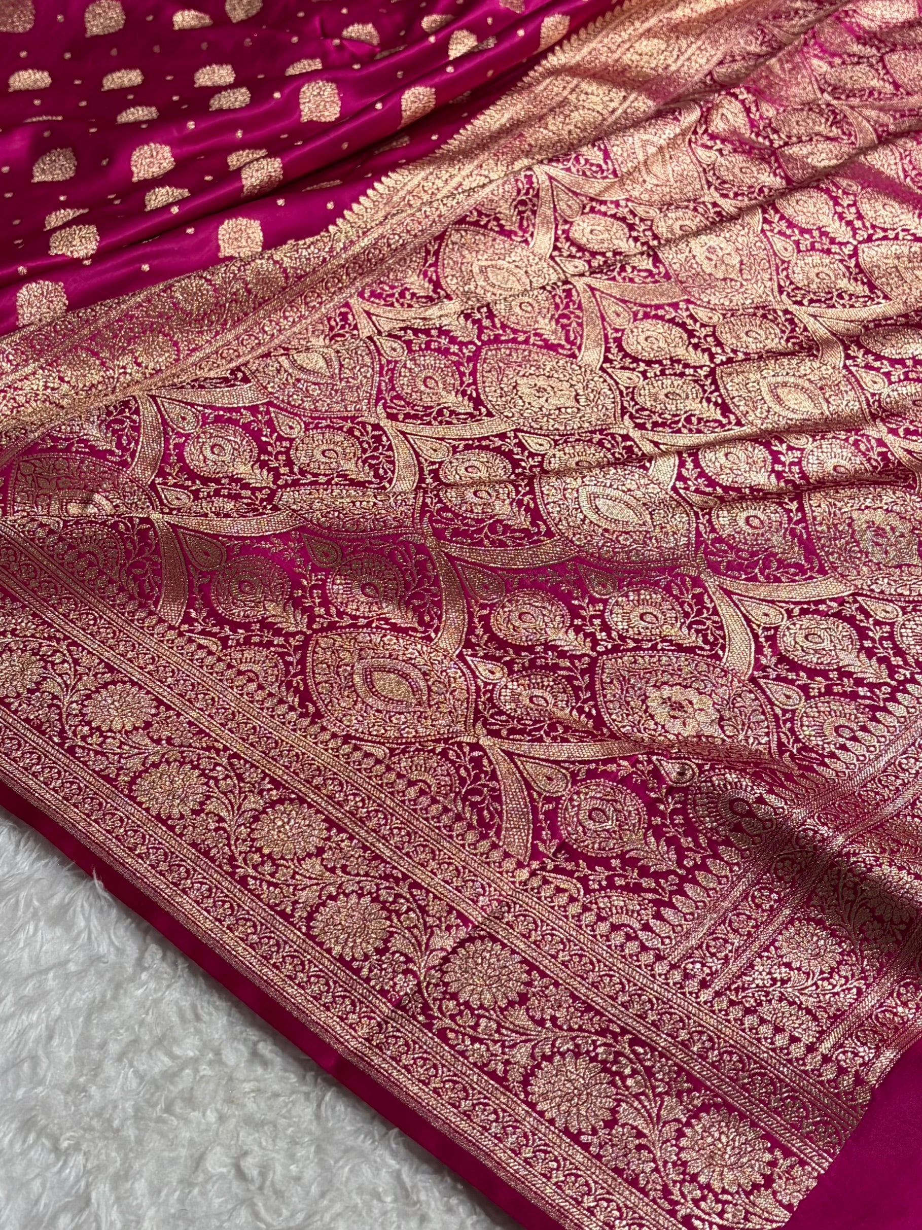 Rani Unique Boota Pattern Satin Katan Silk Saree SK69