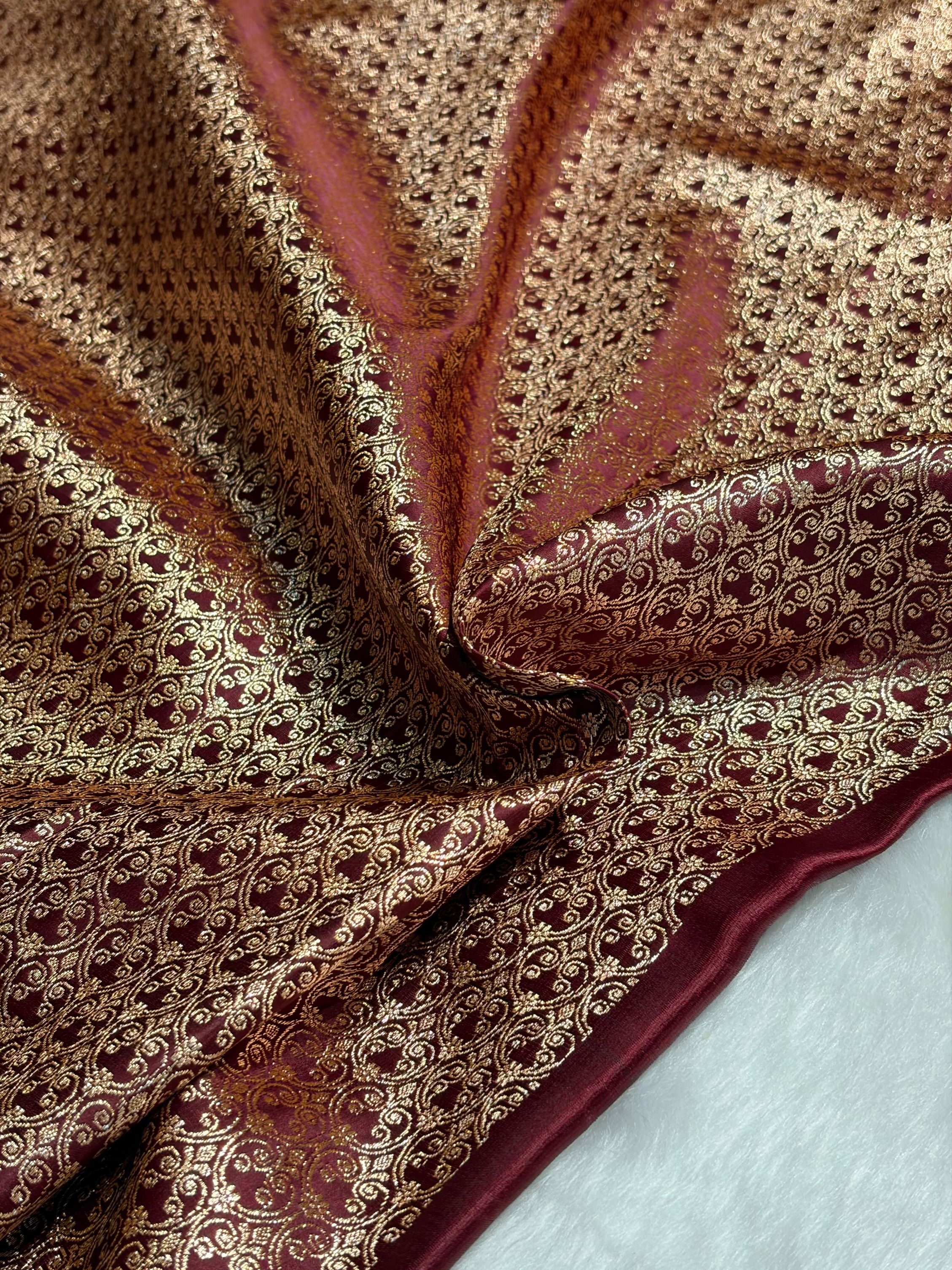 Garnet Floral Boota Satin Katan Silk saree SK35
