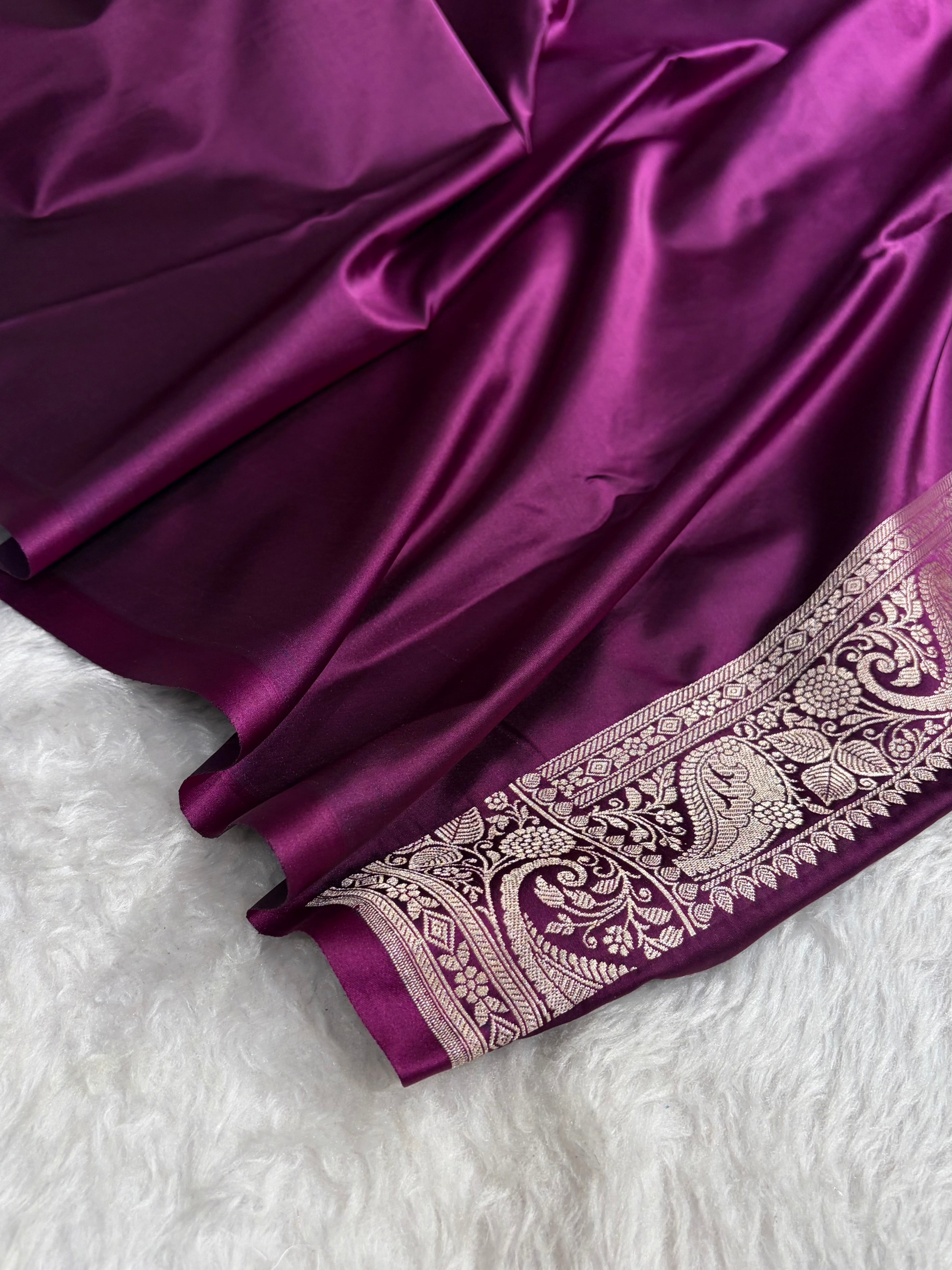 Banarasi Wine Shades Banarasi Boota Pattern Floral Mashru Silk Saree MSM-104