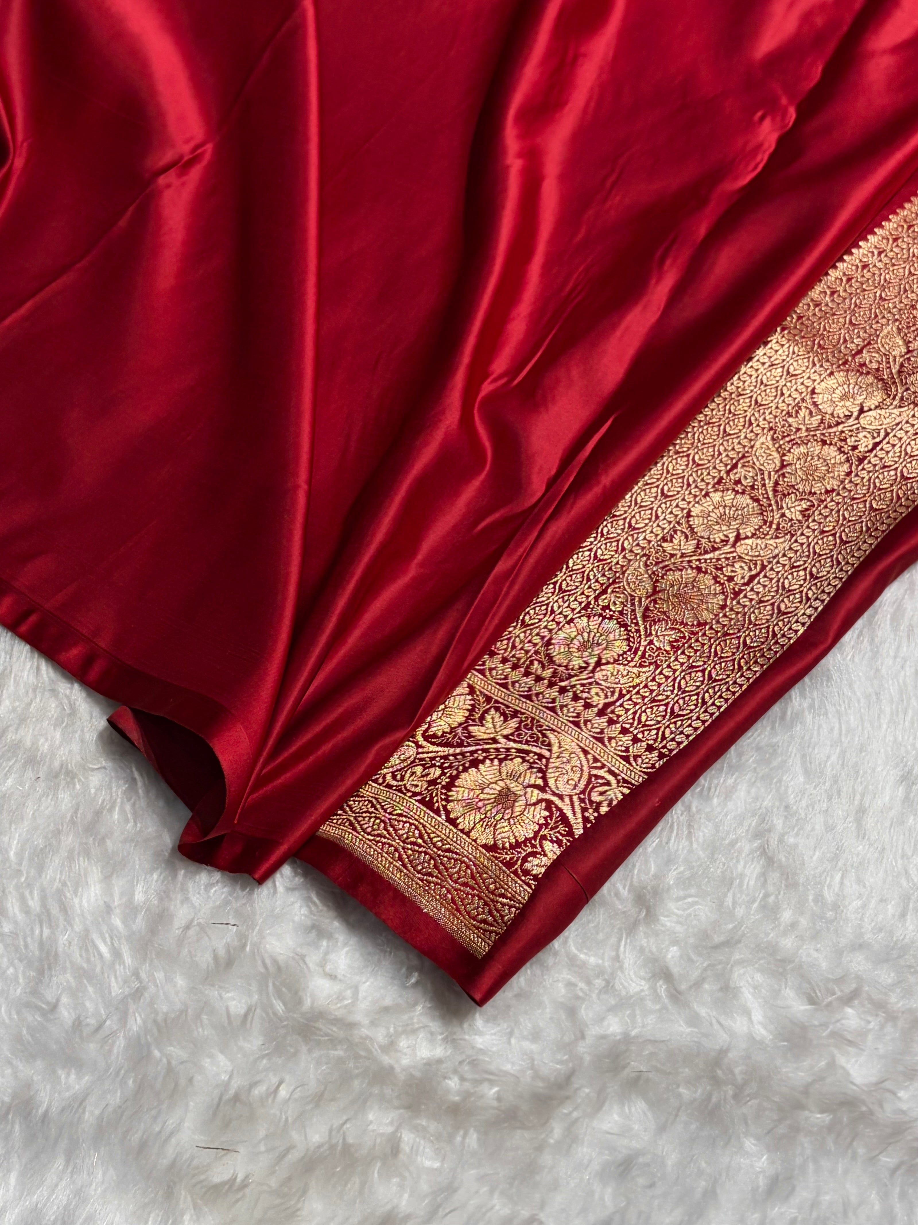 Maroon Unique Boota Pattern Satin Katan Silk Saree SK68