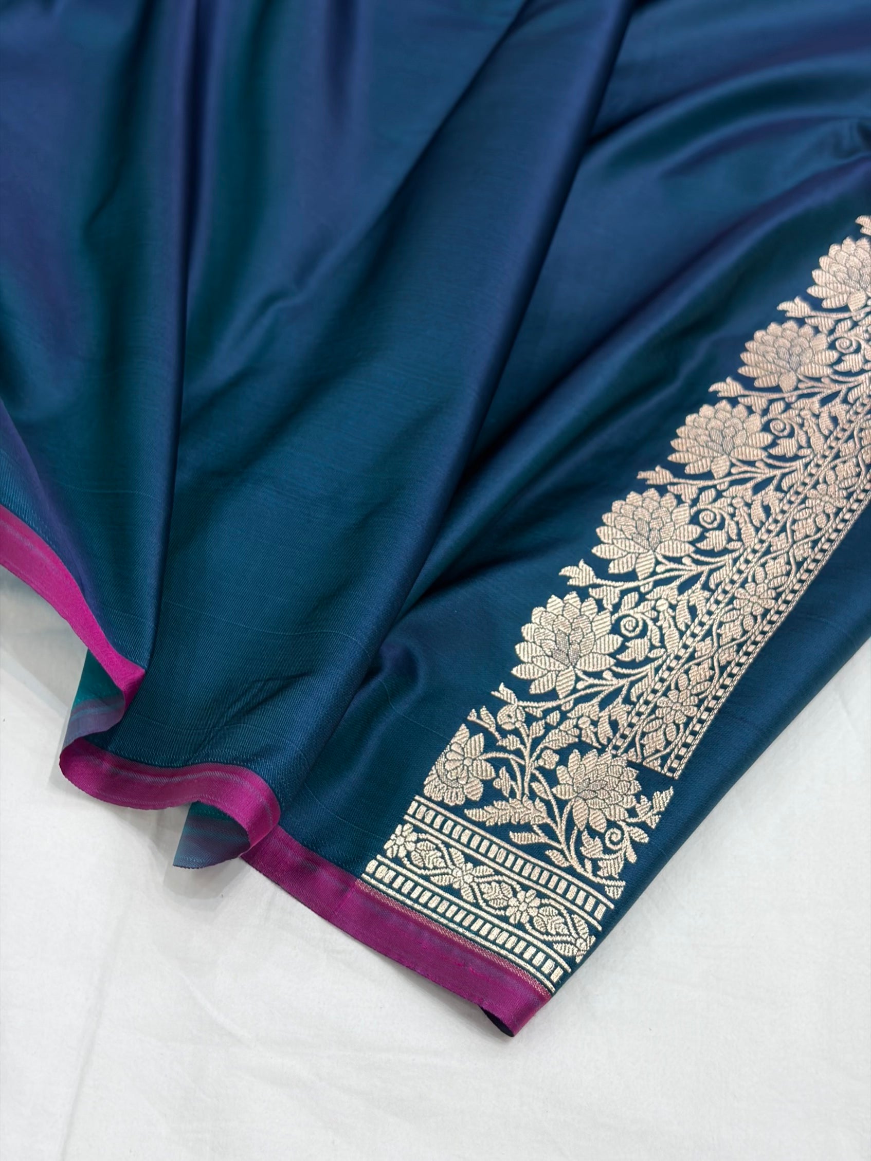 German Blue Shade With Booti Pattern Mashru Silk Saree