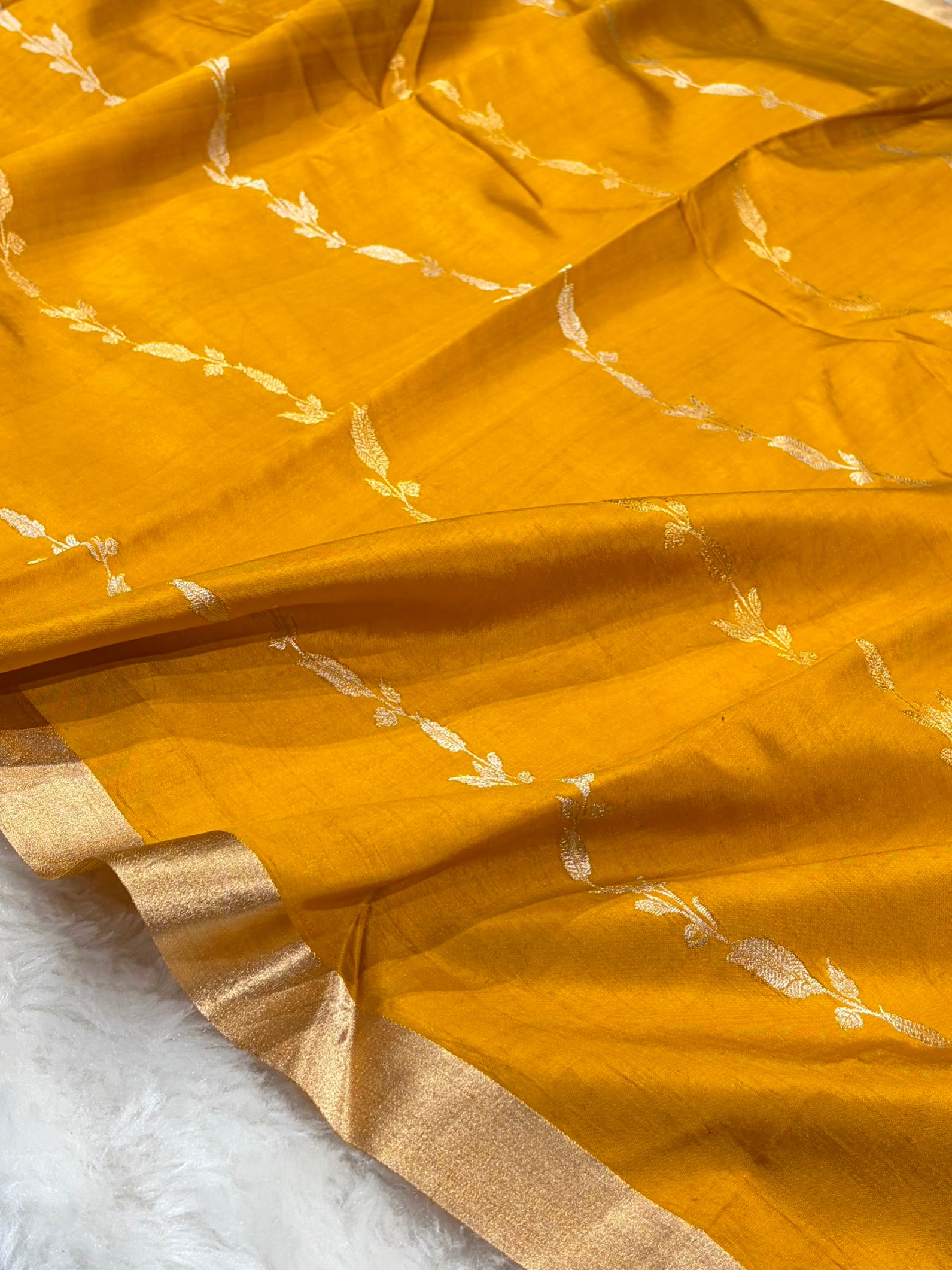 Mustard Shades Handwoven Pure Paper Silk RM-39