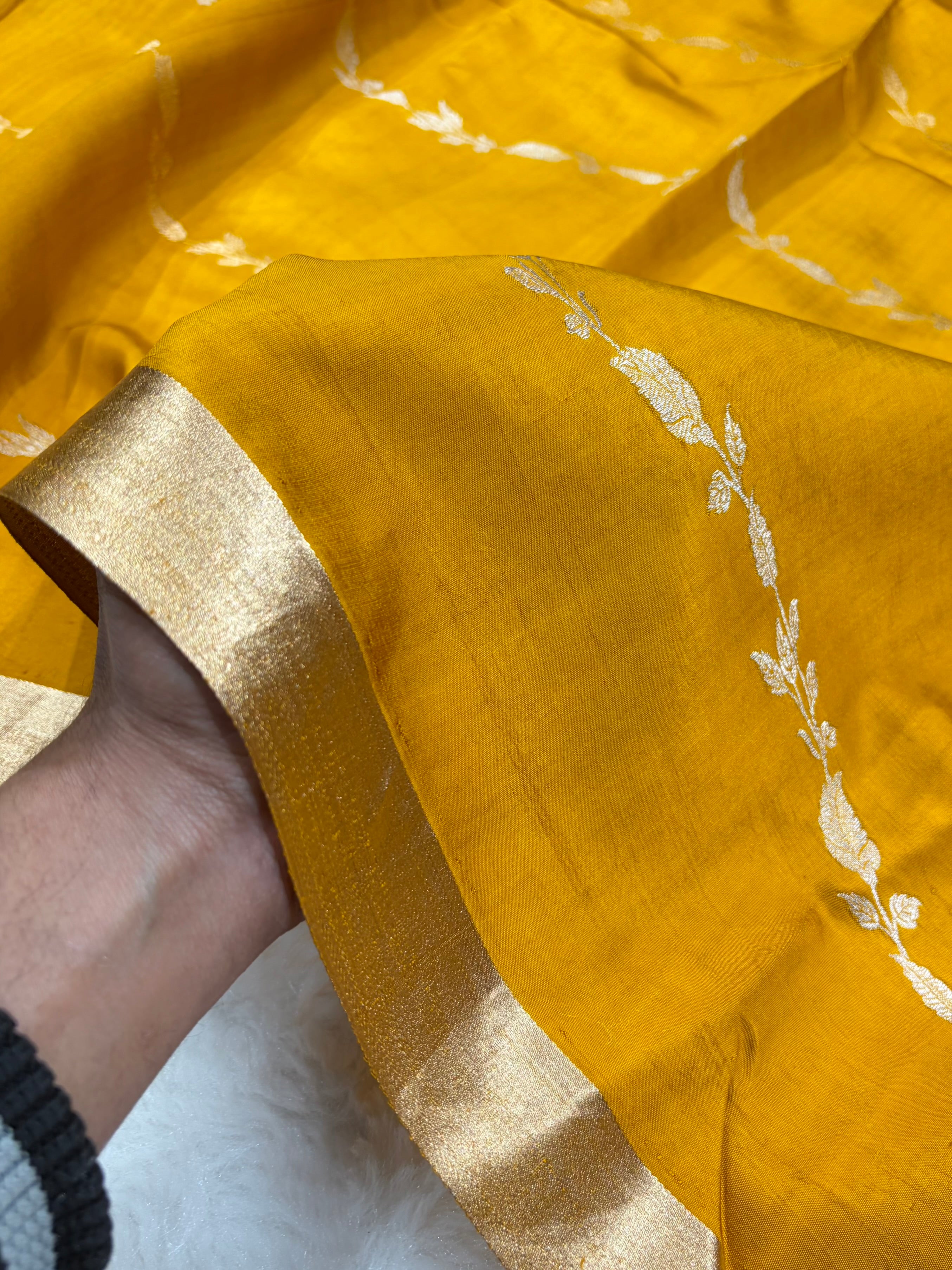 Mustard Shades Handwoven Pure Paper Silk RM-39