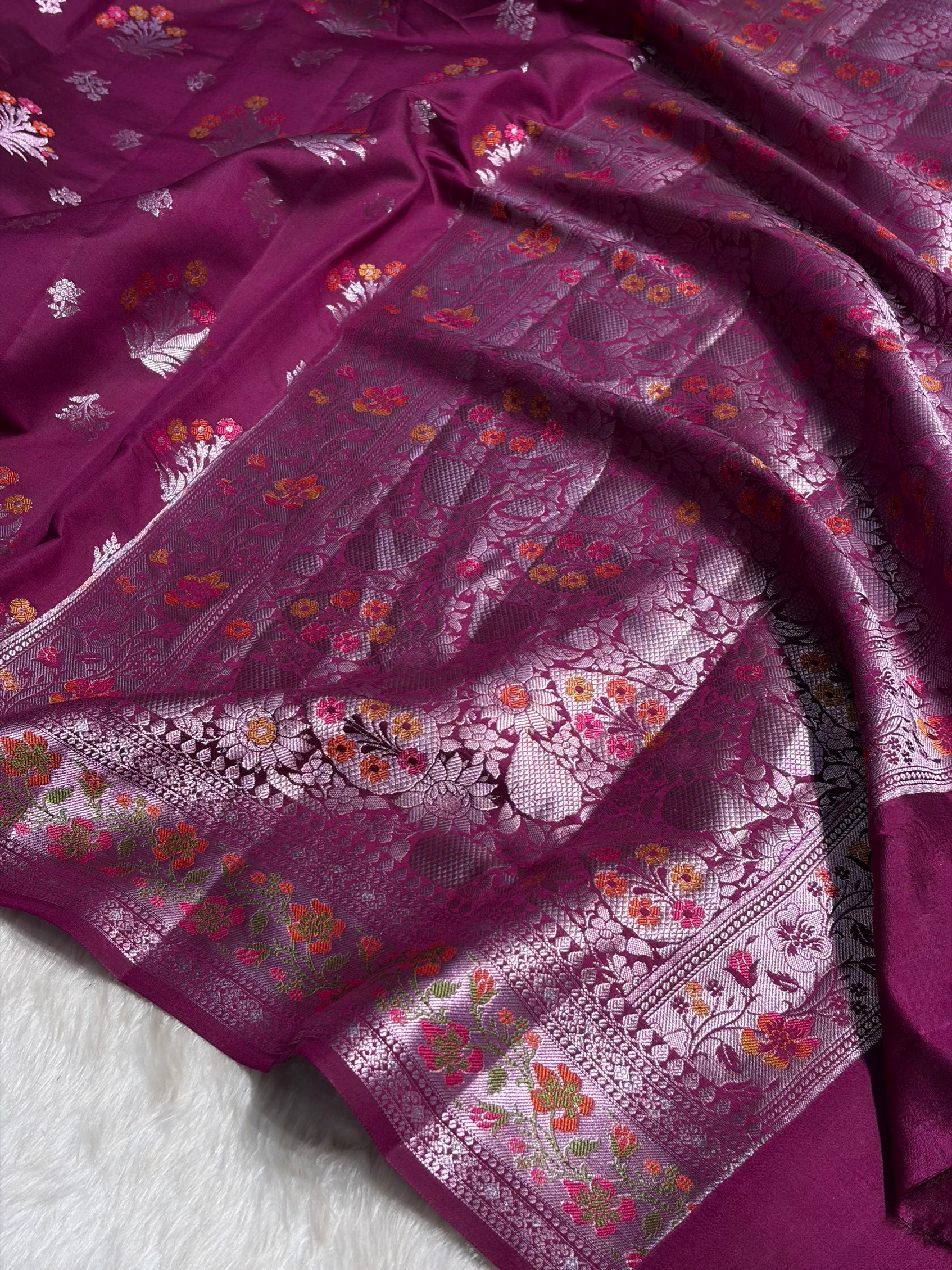 Minakari Wine Shades Pure Chiniya Silk CH-01