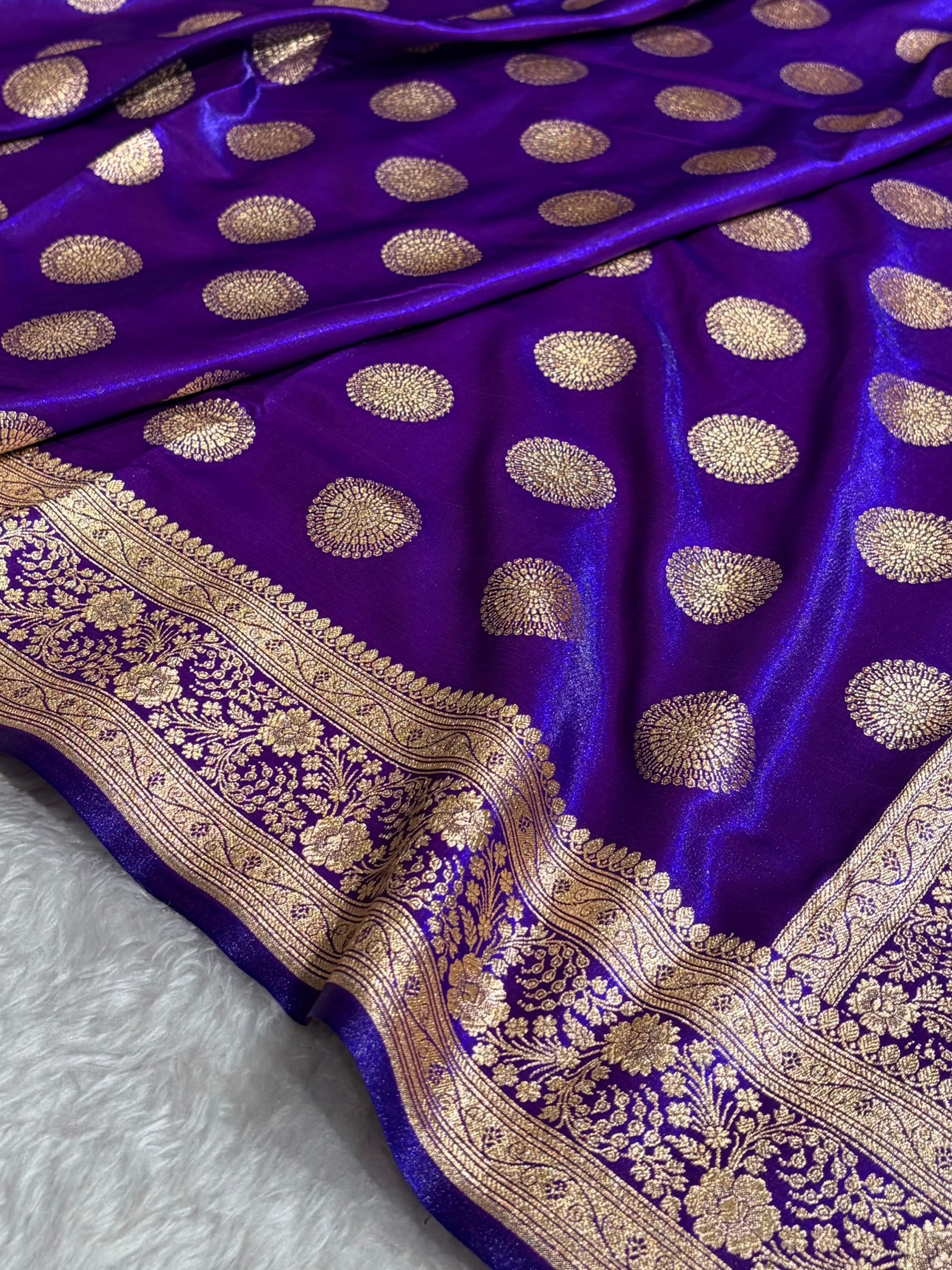 Purple Shades Banarasi Satin Silk Saree SS33
