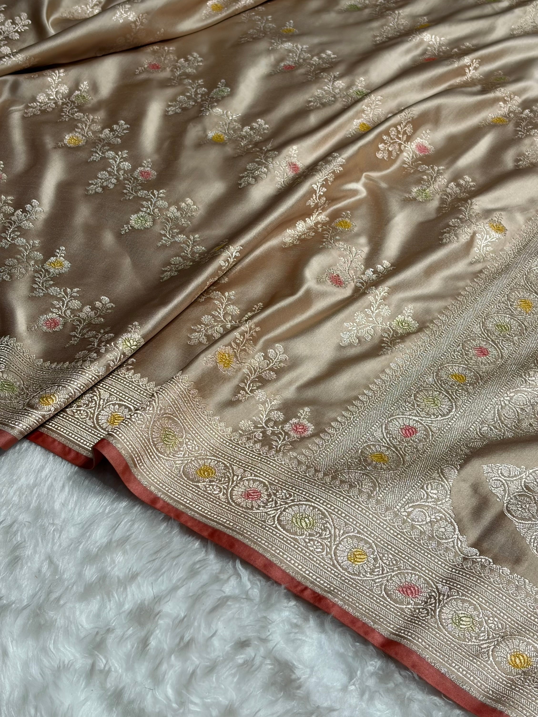 Tusser Minakari Banarasi Cross Mashru Silk Saree MS01