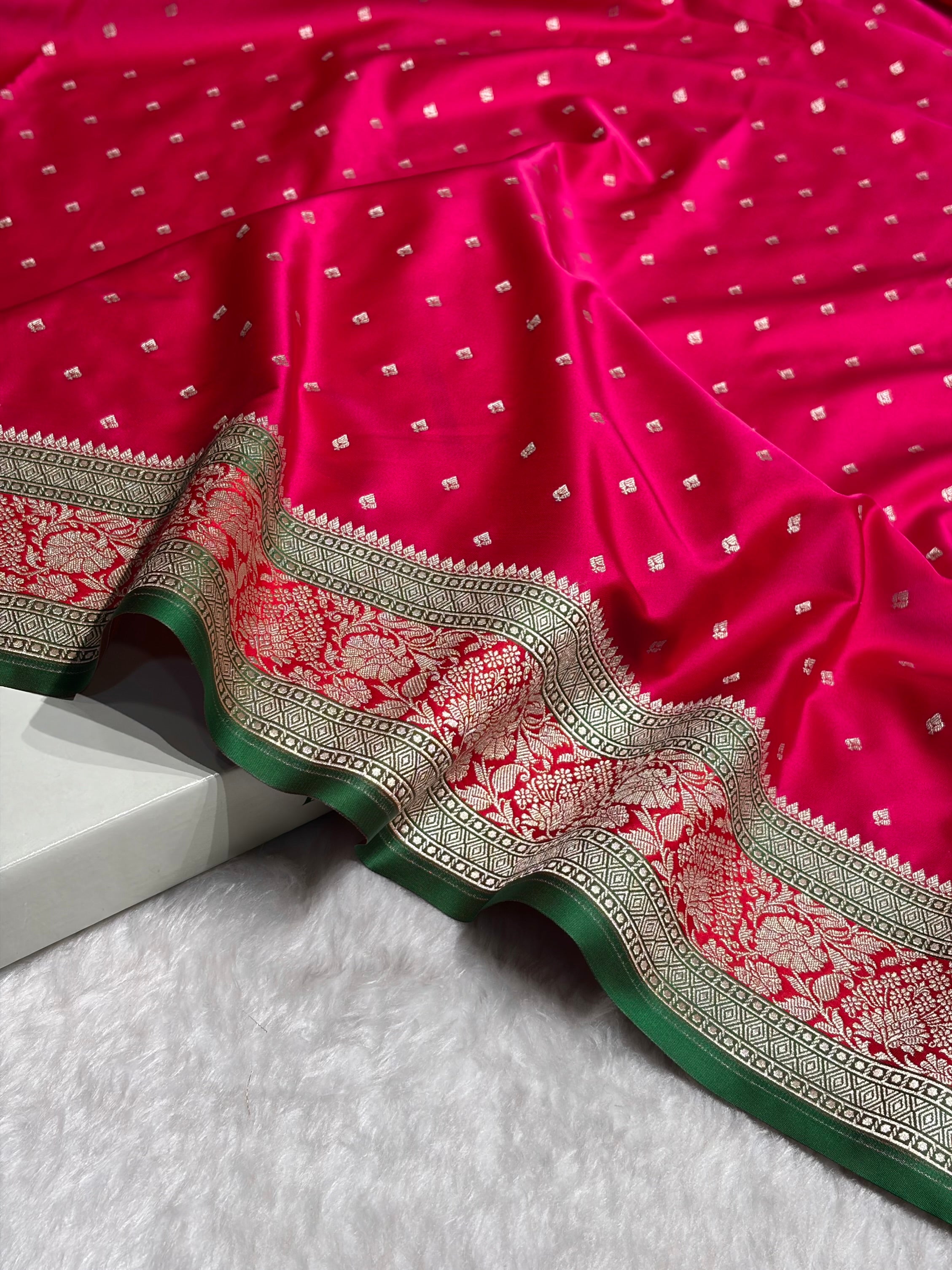 Rani With Red Floral Border Mashru Silk Saree MSM-99