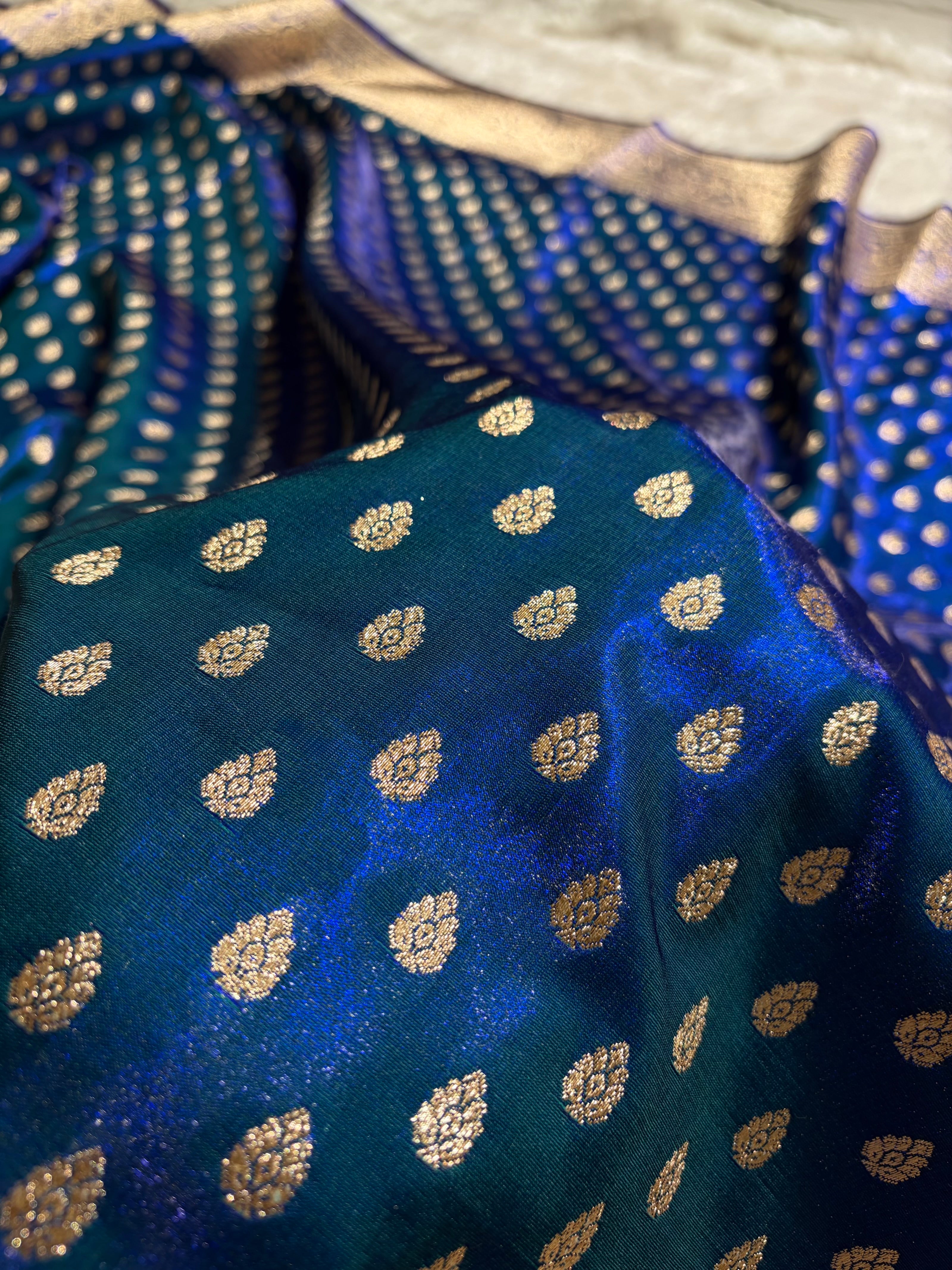 Royal Peacock Booti satin Silk Saree SS01