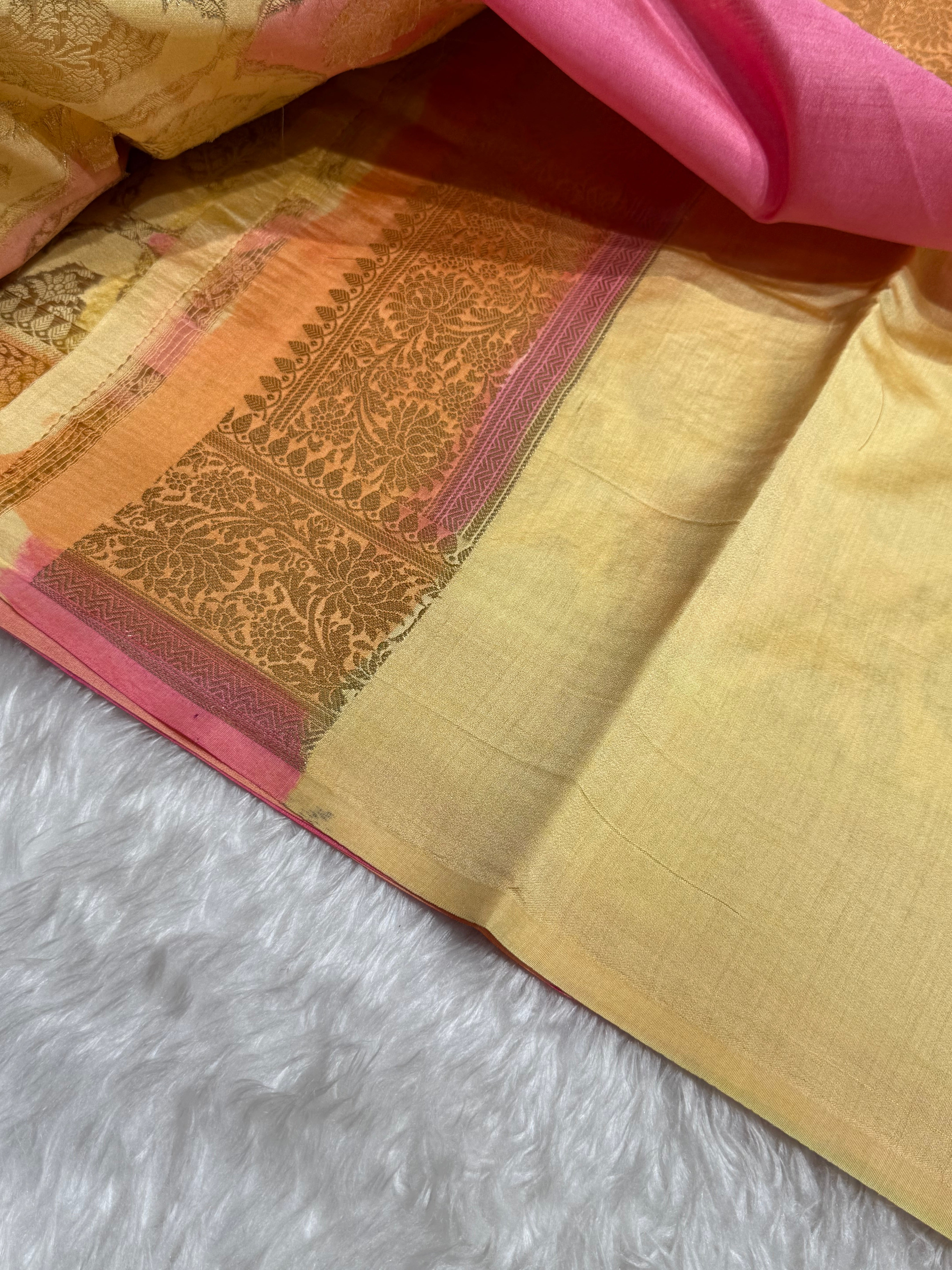 Rangkart Lemon Shades Pure Chiniya Silk