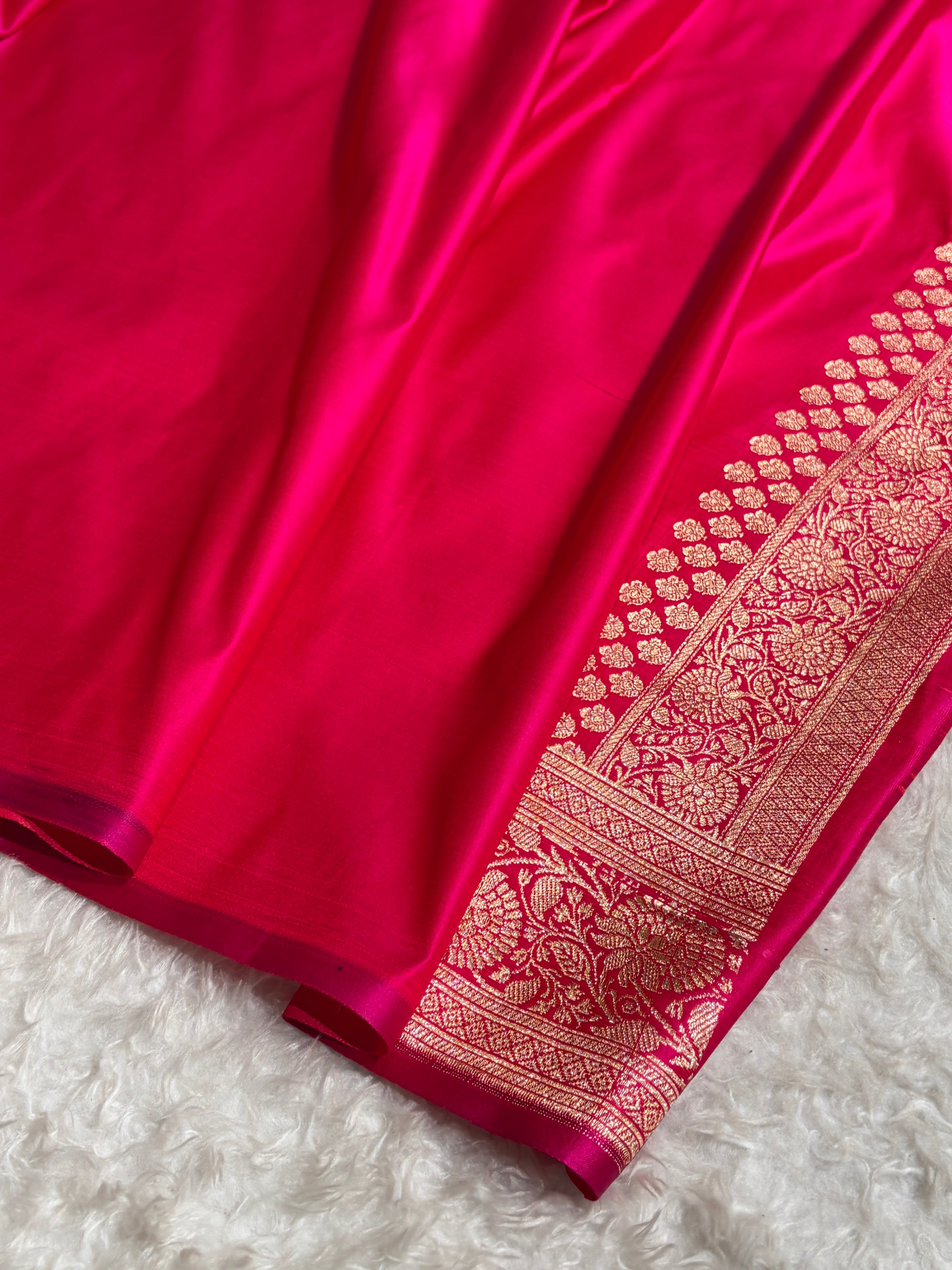 Banarasi Satin Katan Saree in Contrast Mustard / Rani Shades SK132
