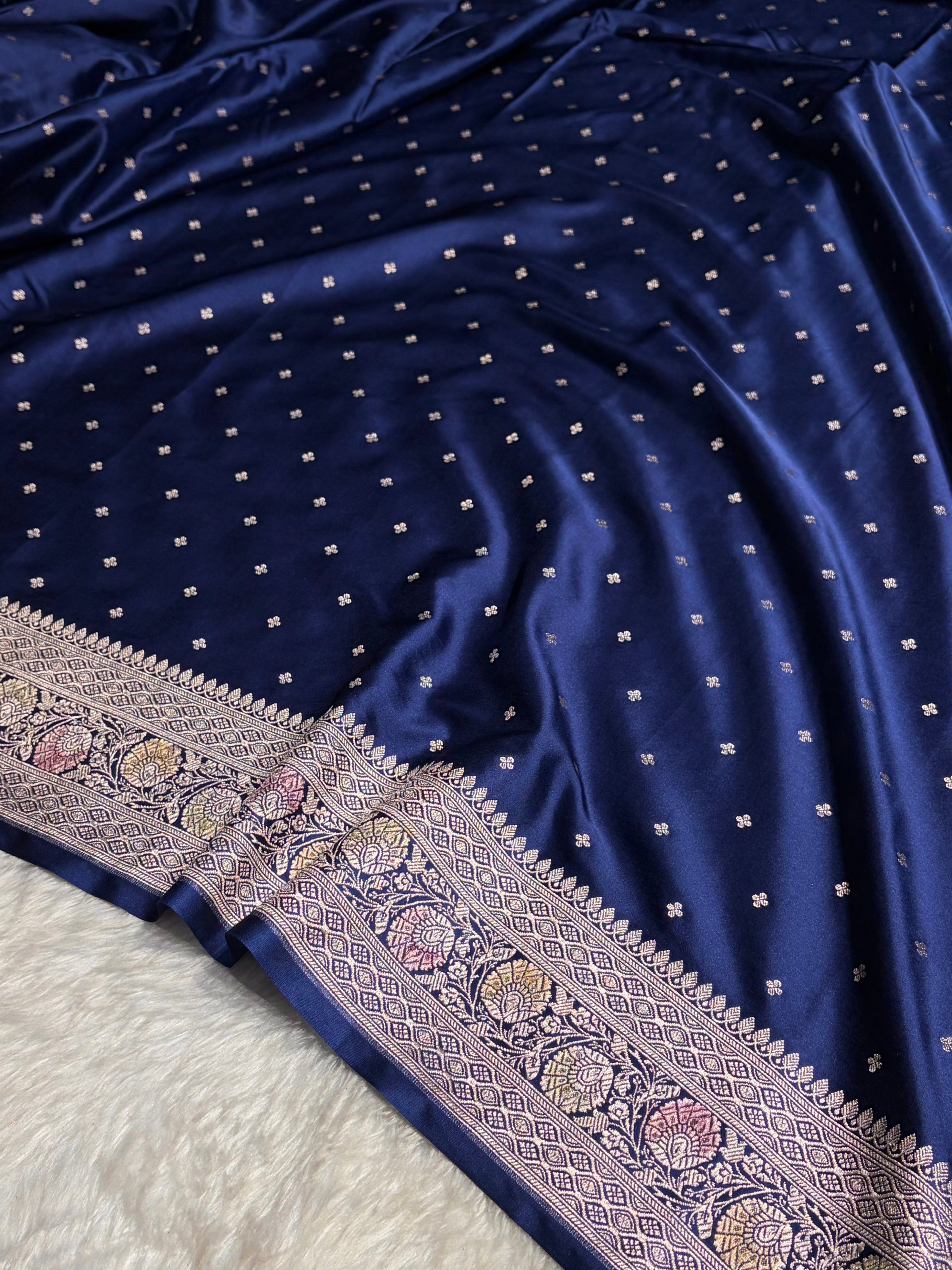 Royal Blue Shade Minakari Booti Mashru Silk Saree MS38