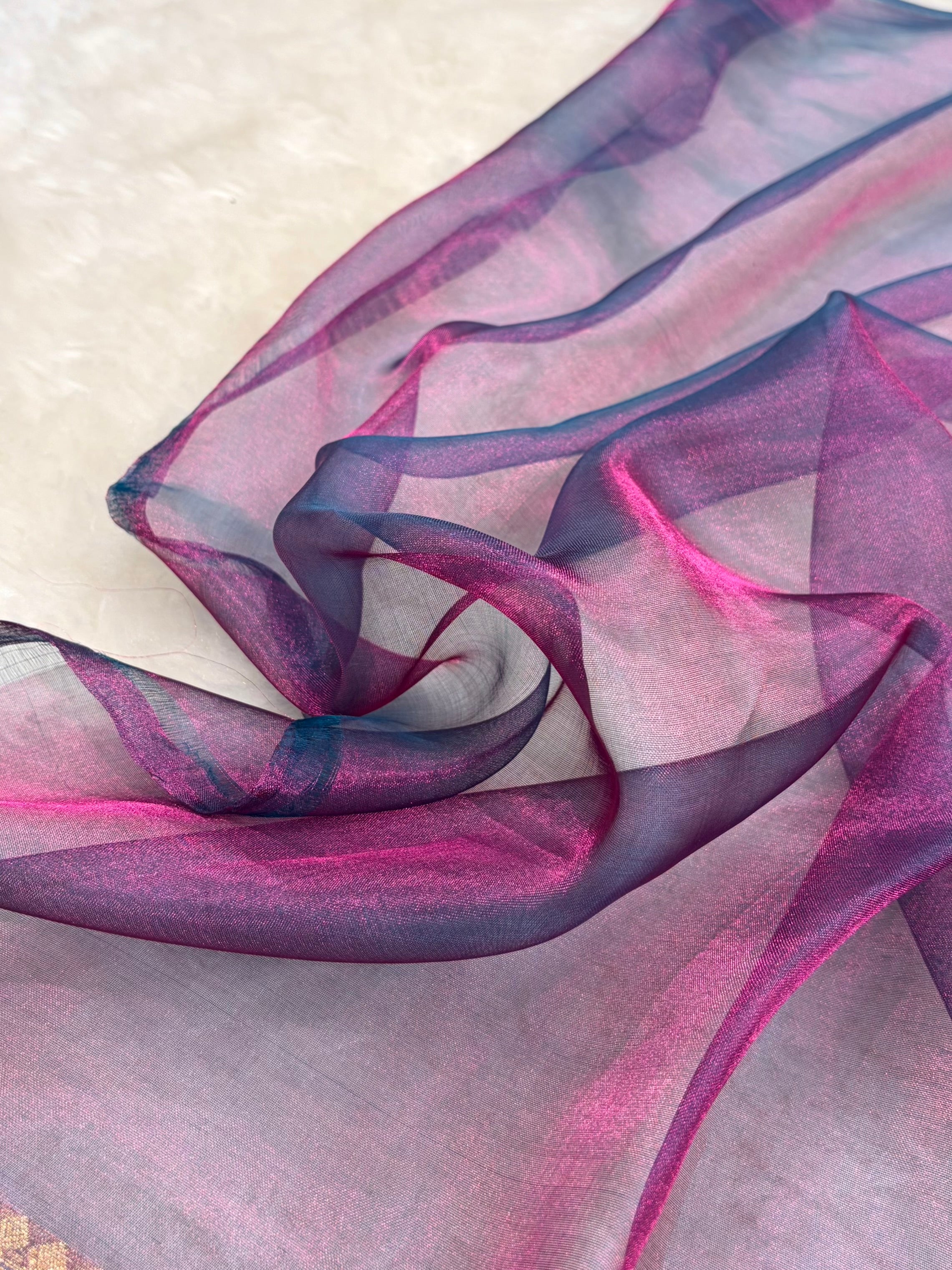 Purple Shades Boota Pure Tissue Silk Saree PT-21