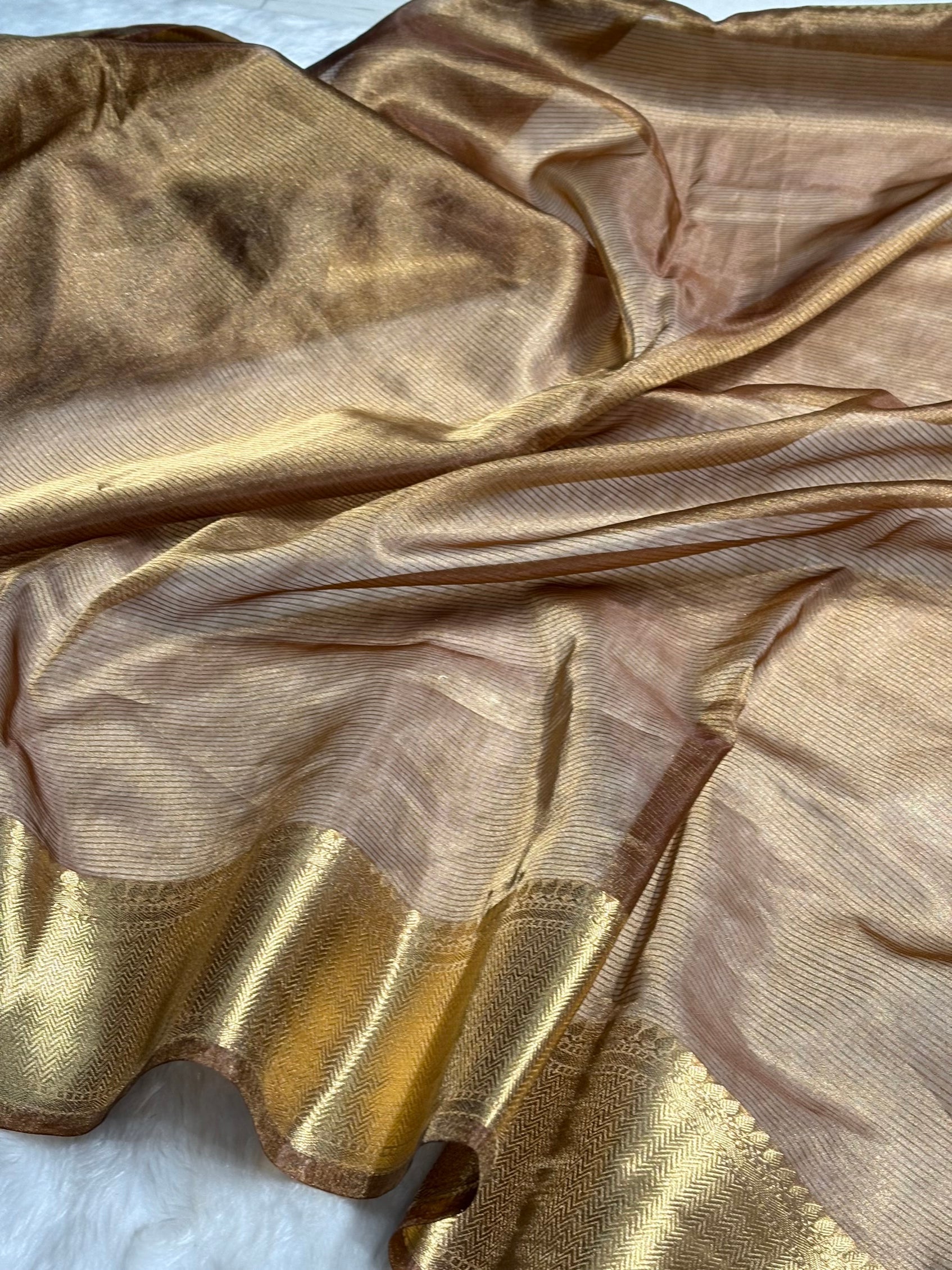 Cheaku Shades Semi Pure Tissue Silk Saree T06