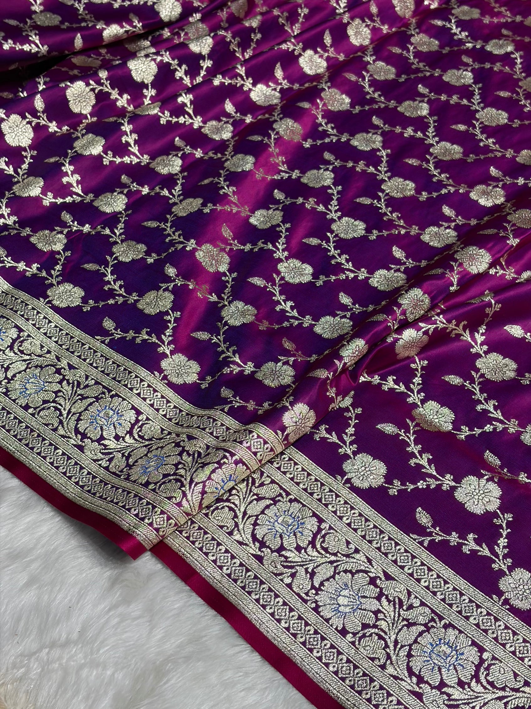 Cross Purple Jaal katan Silk Saree SK18