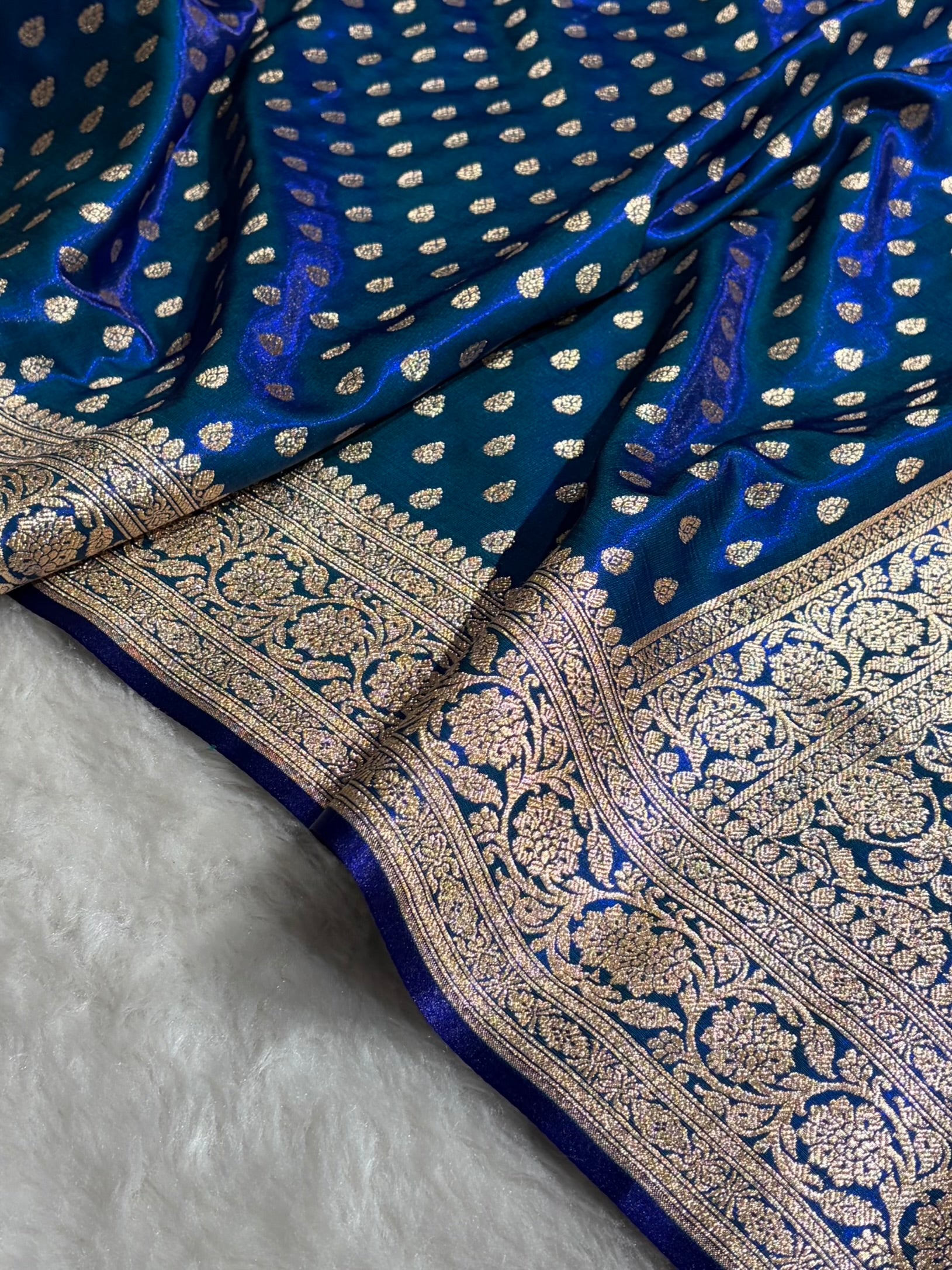 Royal Peacock Booti satin Silk Saree SS01