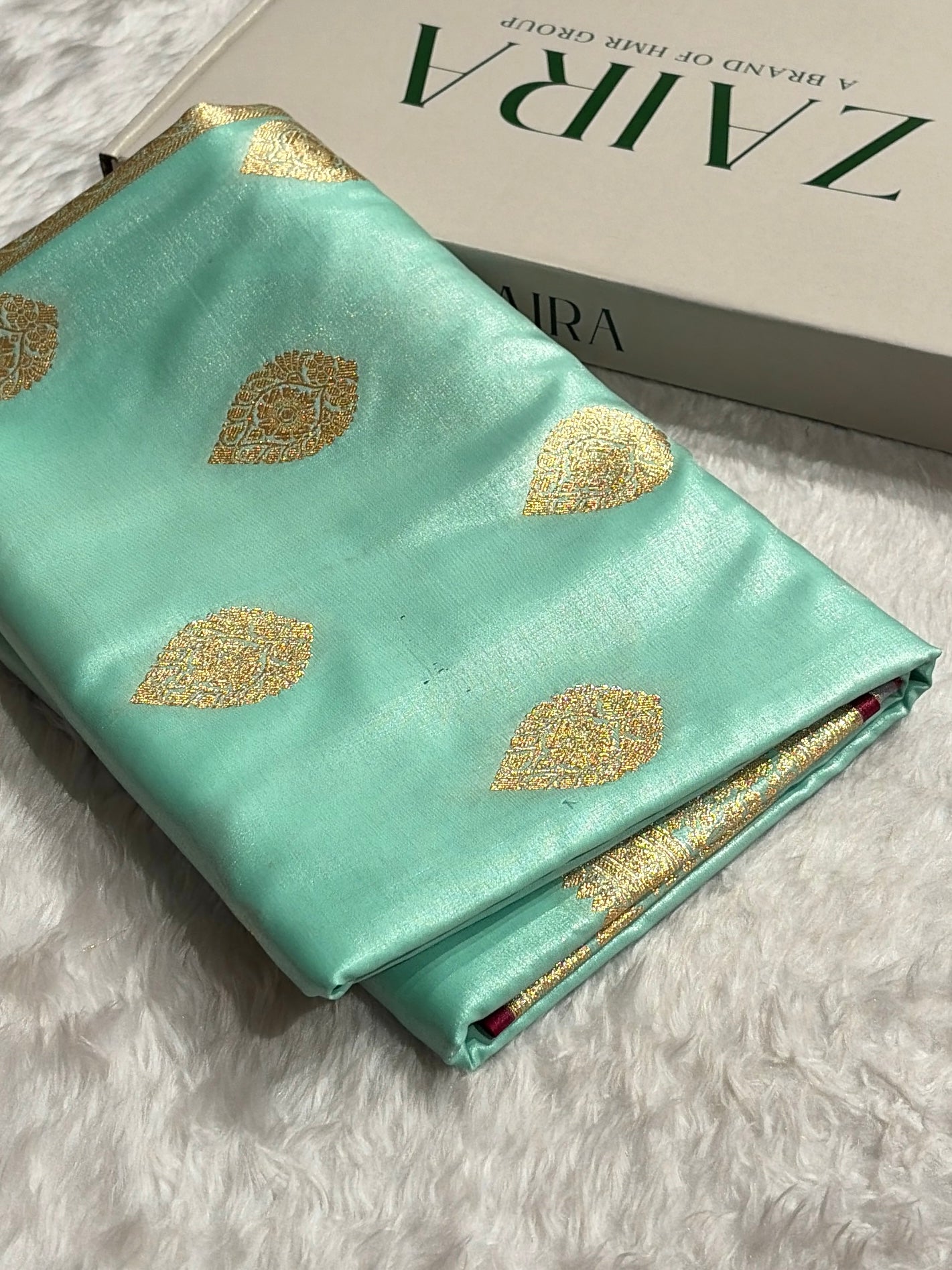 Ultra Light Weight Satin Silk Sea Green Boota SS05