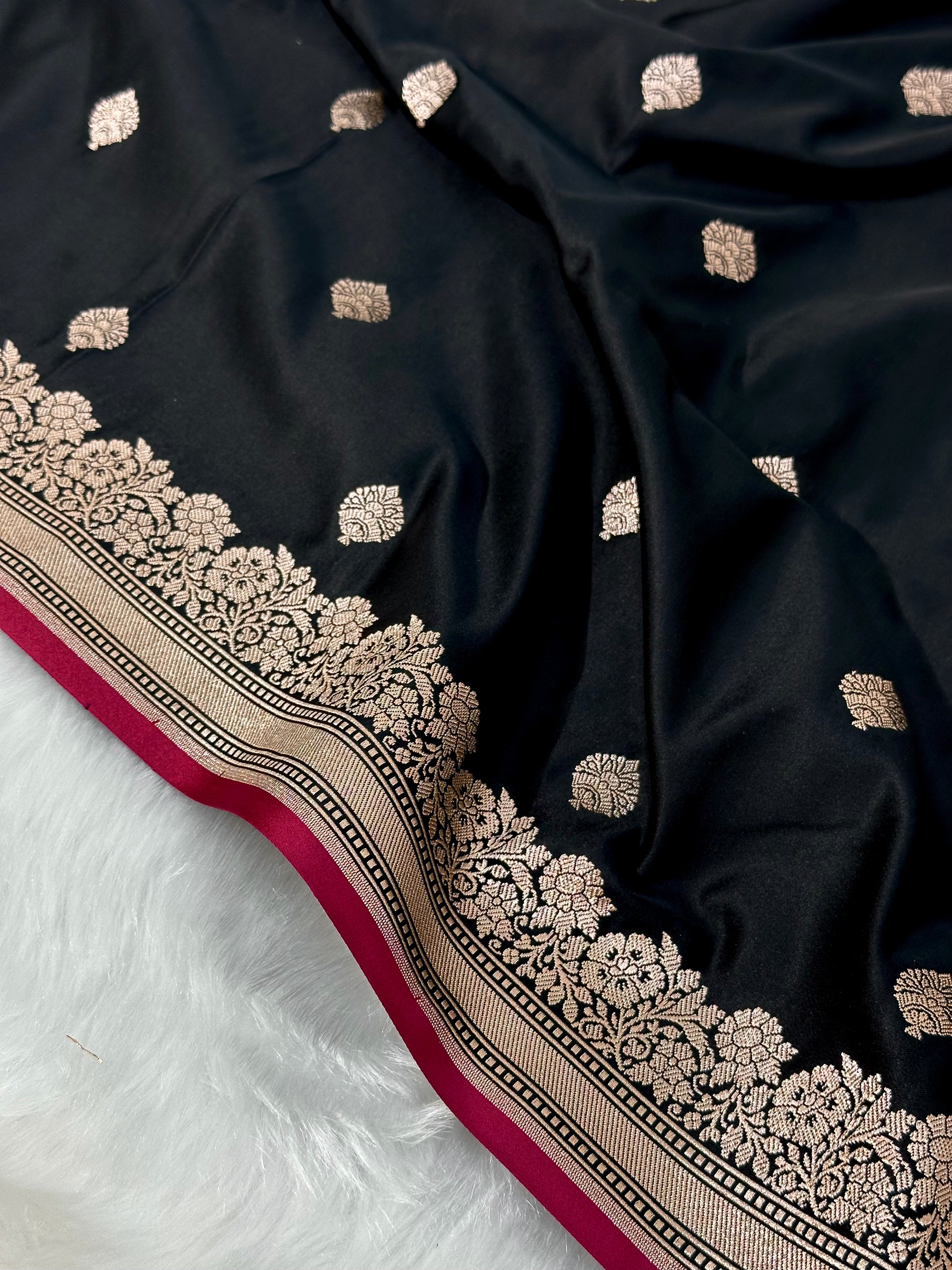 Black Shades Floral Boota Mashru Silk Saree
