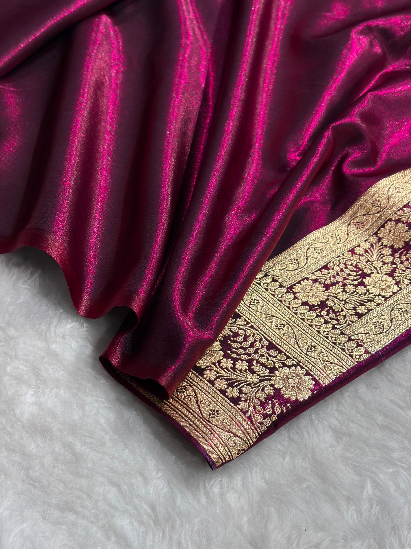 Wine Shades Banarasi Satin Silk Saree SS33