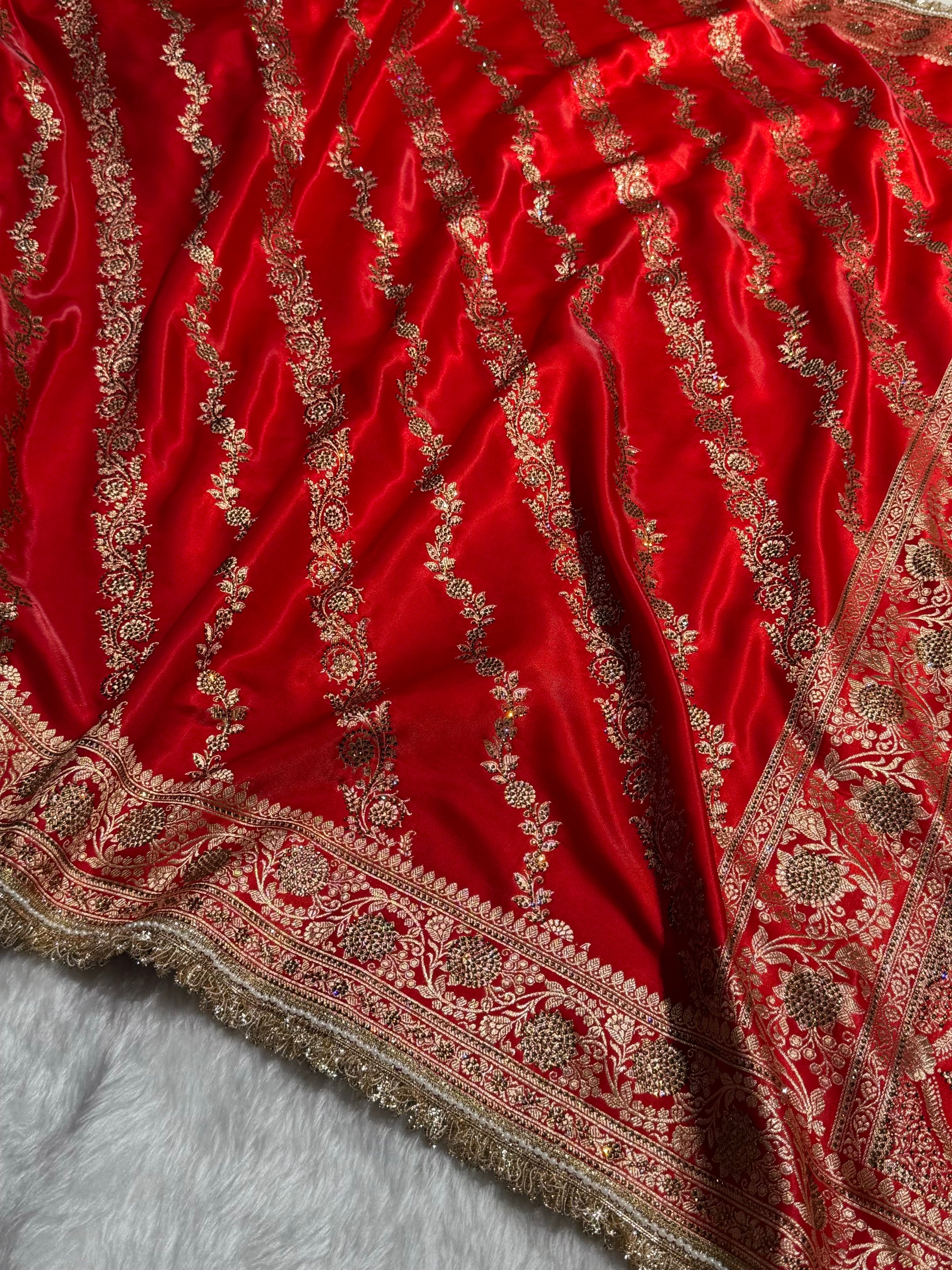 Bridal Red Cross with Swarovski Stone & Gotta Patti Work BSSGP10