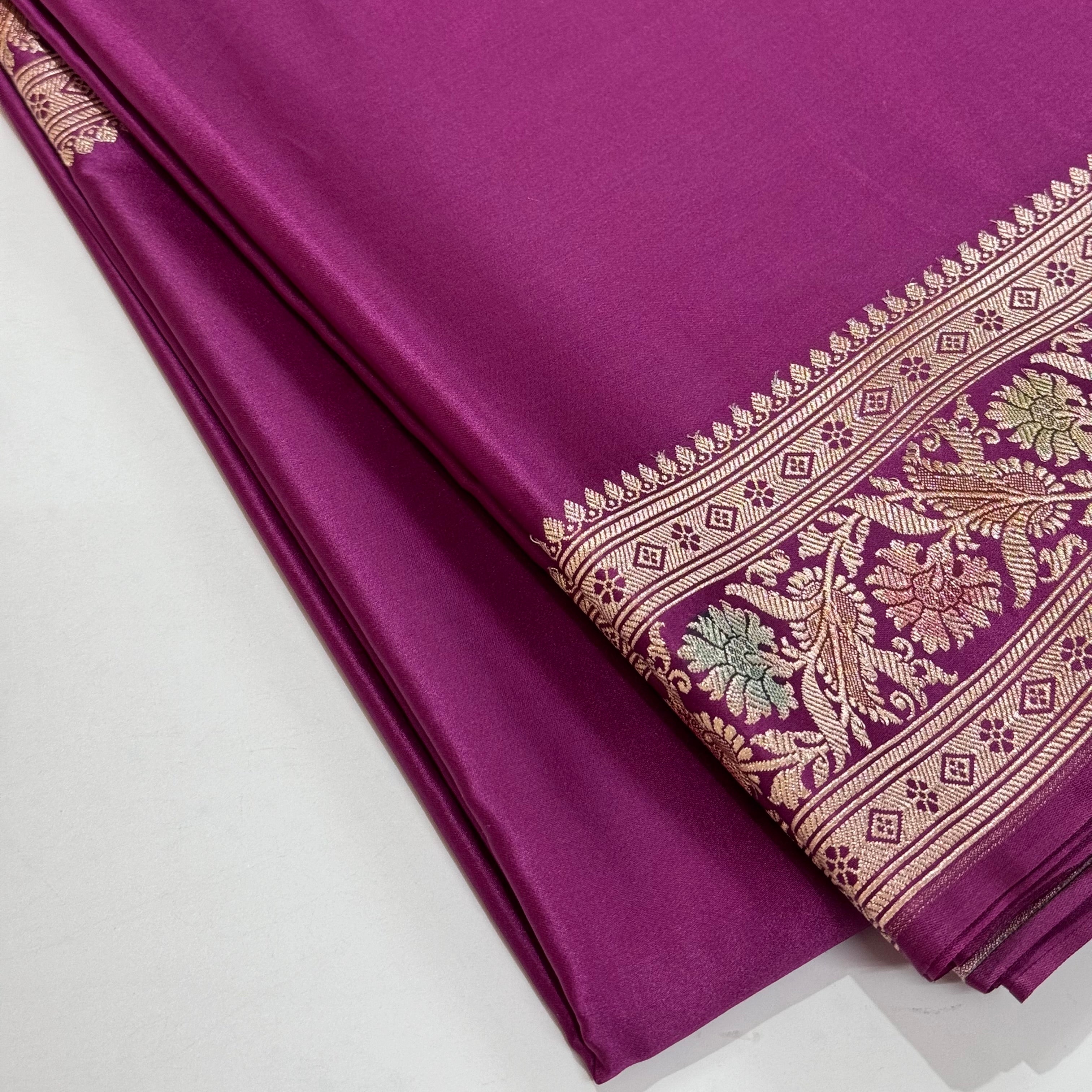 Wine Plain Mashru Silk Saree