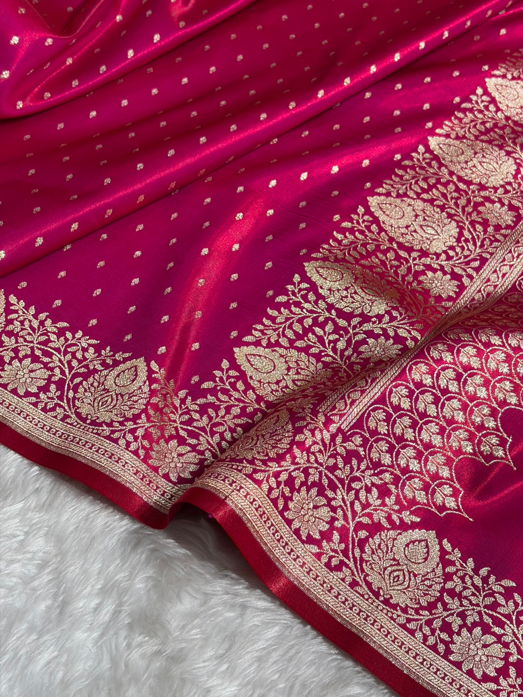 Satin Silk Saree Floral Boota in Cross Red Shades SS28