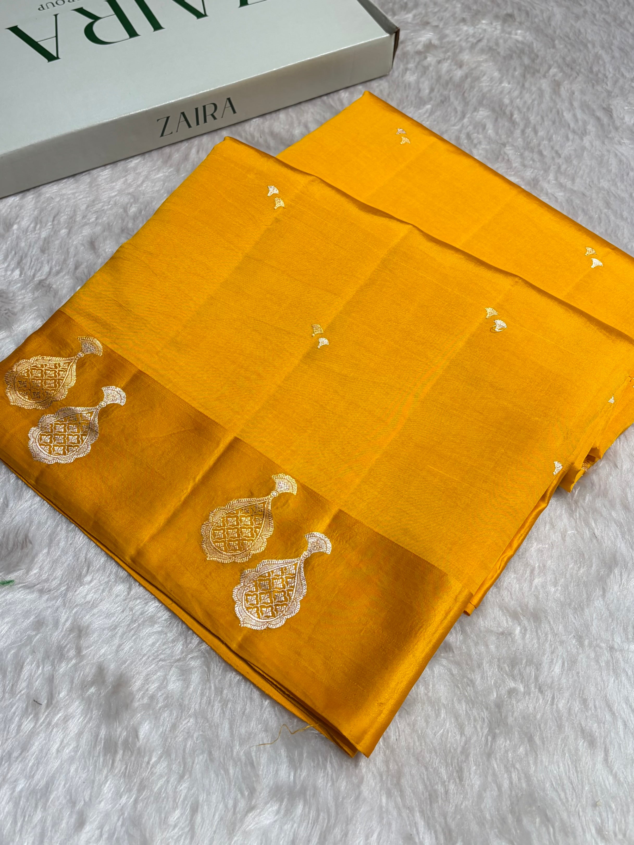 Mustard Gold Shades Handwoven Pure Raw Mango Silk RM-60