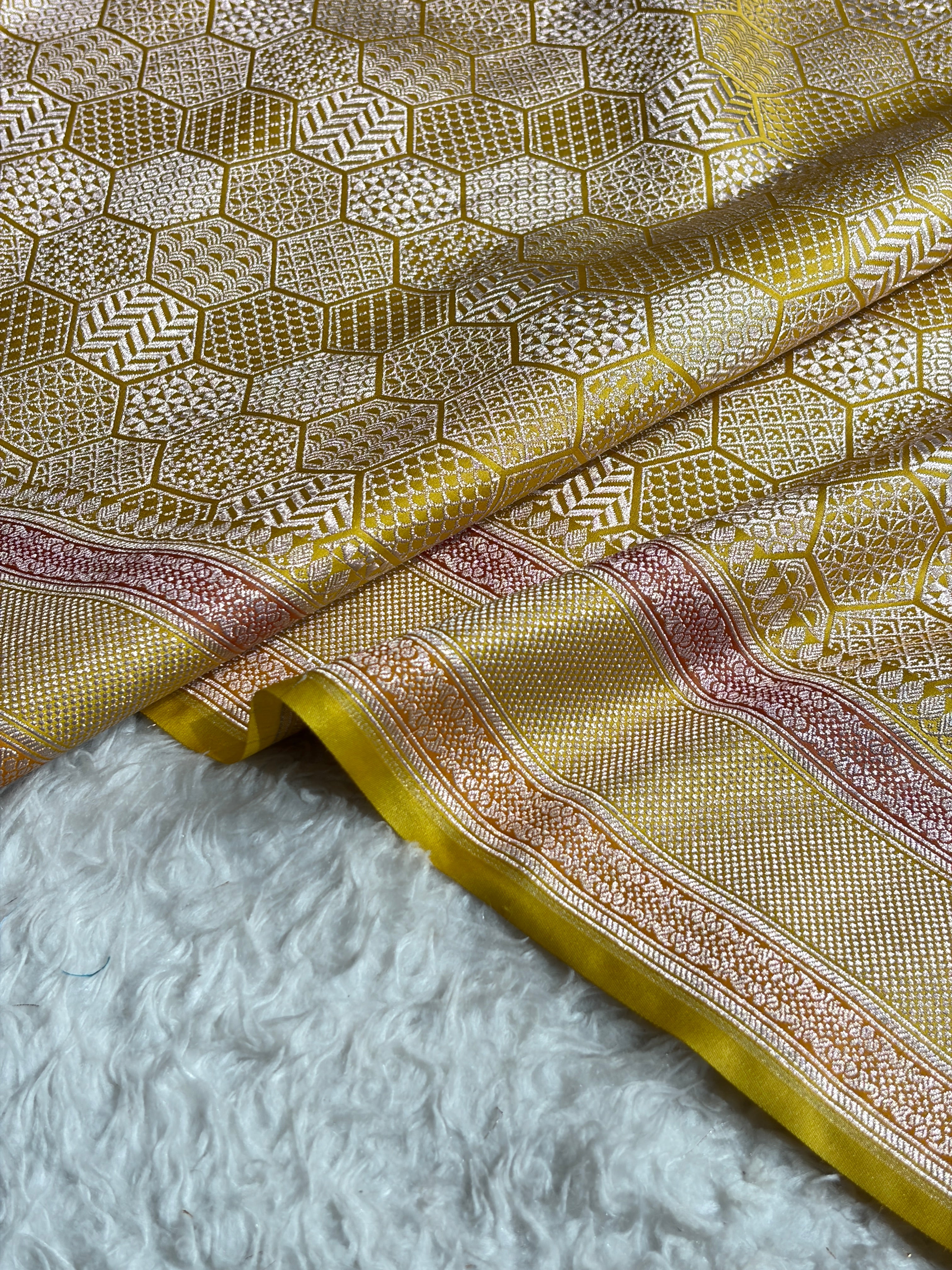 Gold Shades Minakari Brocade Mashru Silk Saree MS85