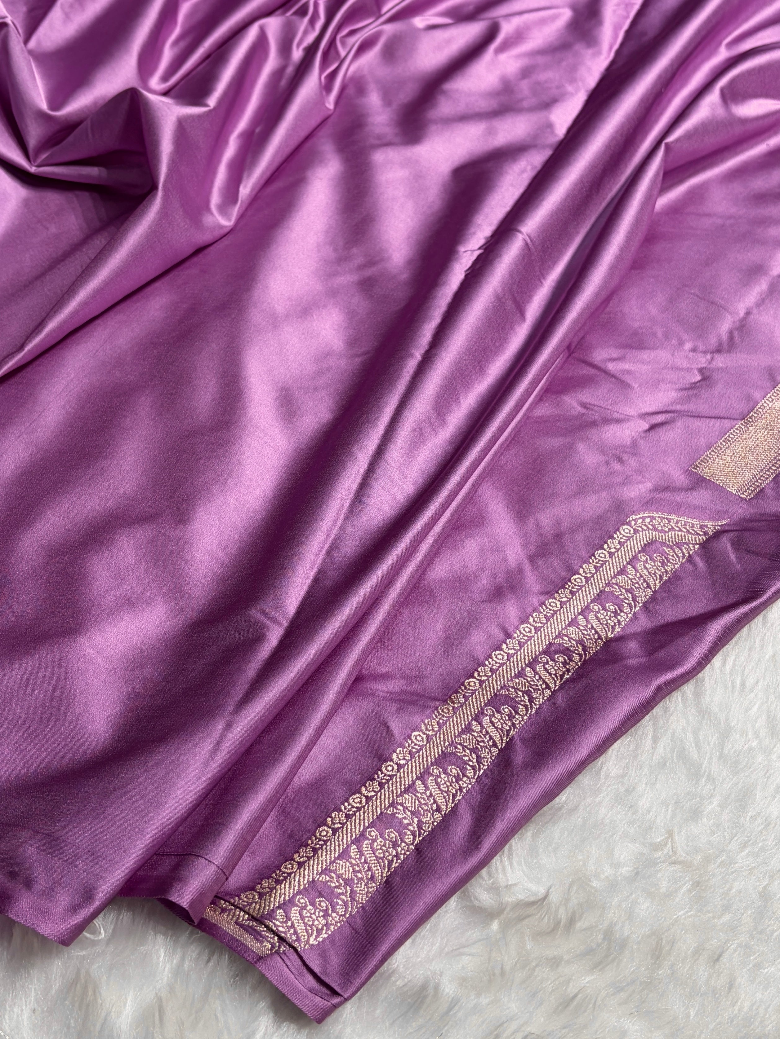 Skirt Border Lavender Minakari Mashru Silk Saree MS13