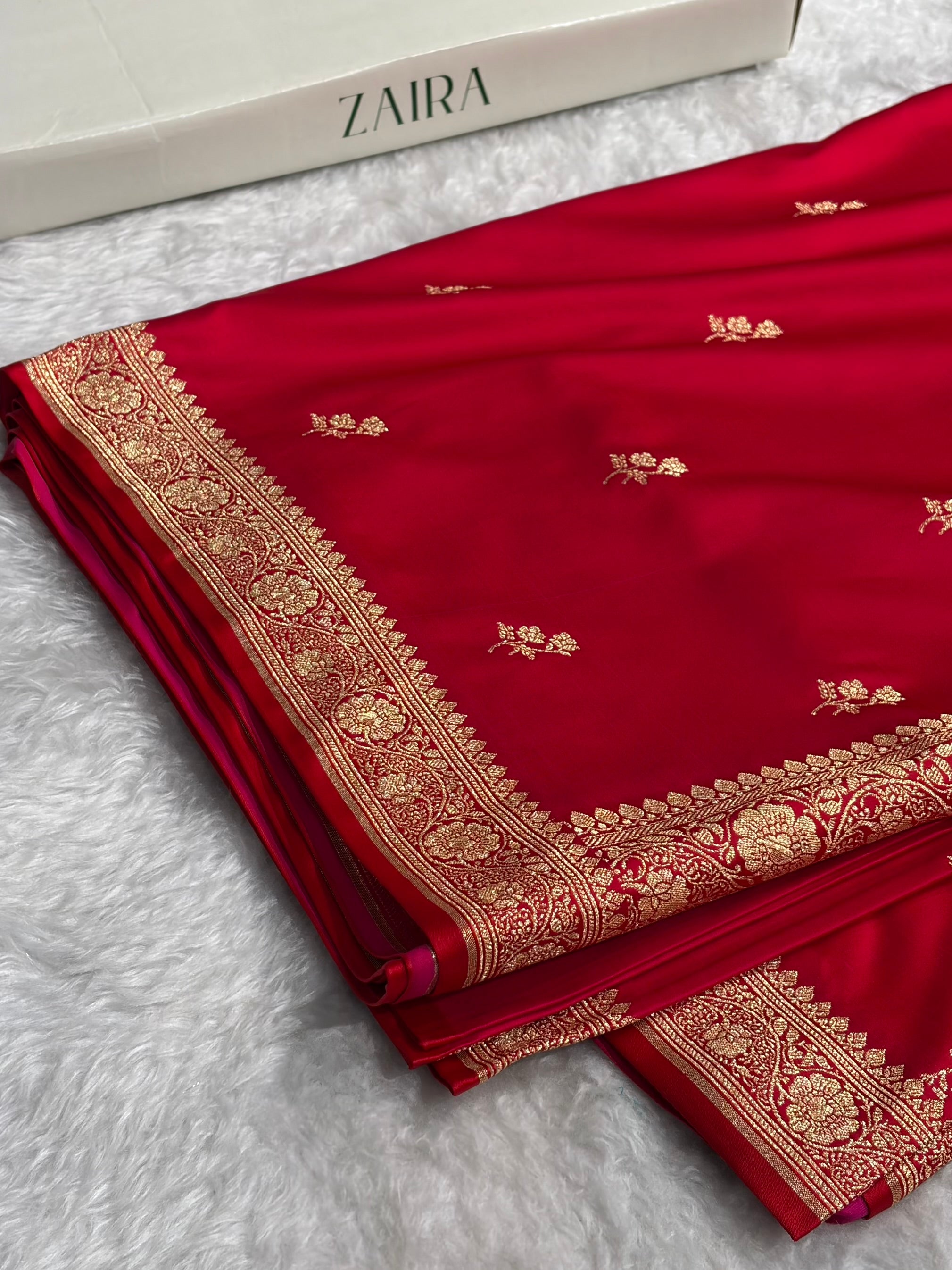 Red Shades Banarasi Boota Pattern Floral Mashru Silk Saree MSM-107