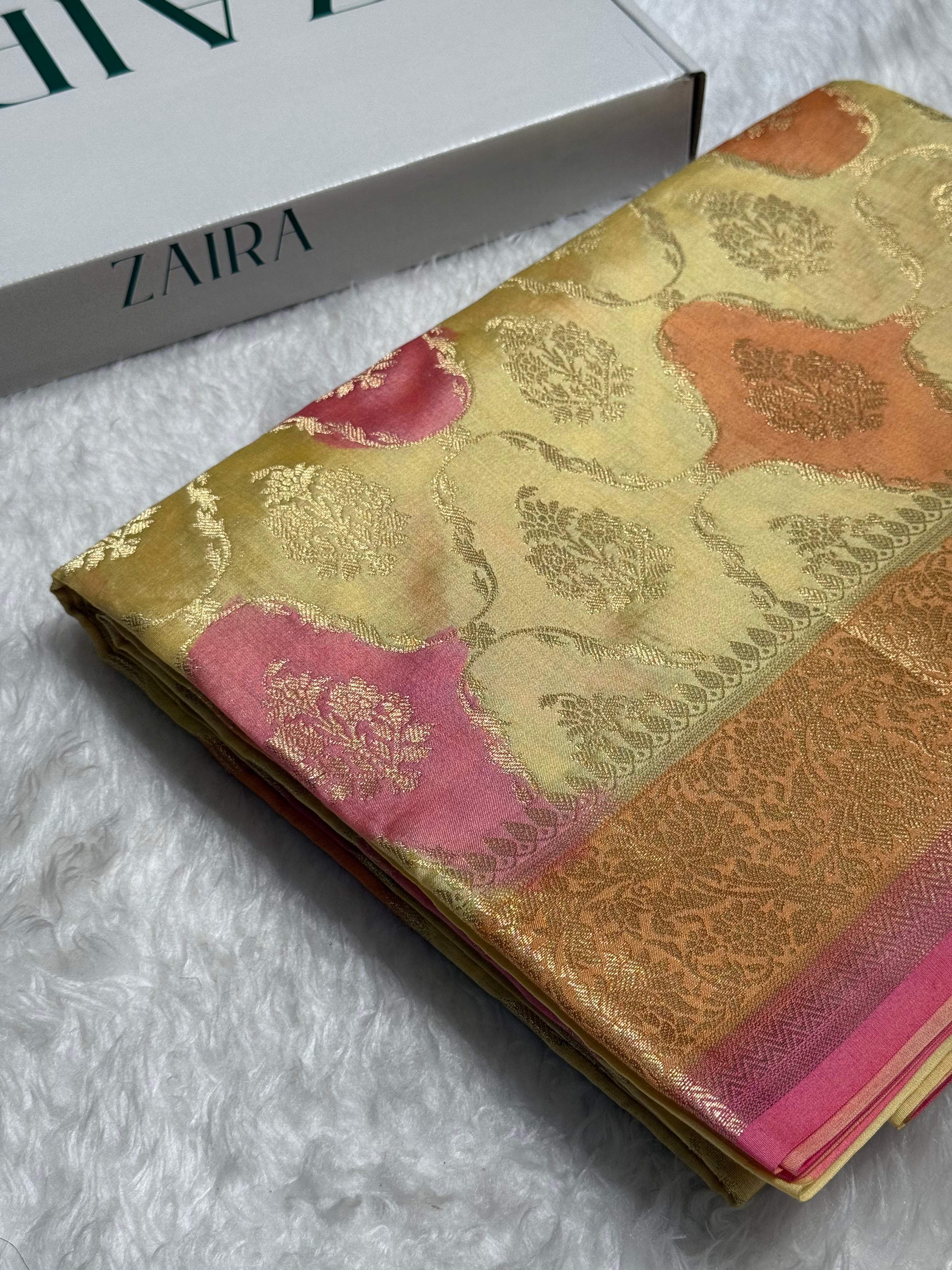 Rangkart Lemon Shades Pure Chiniya Silk