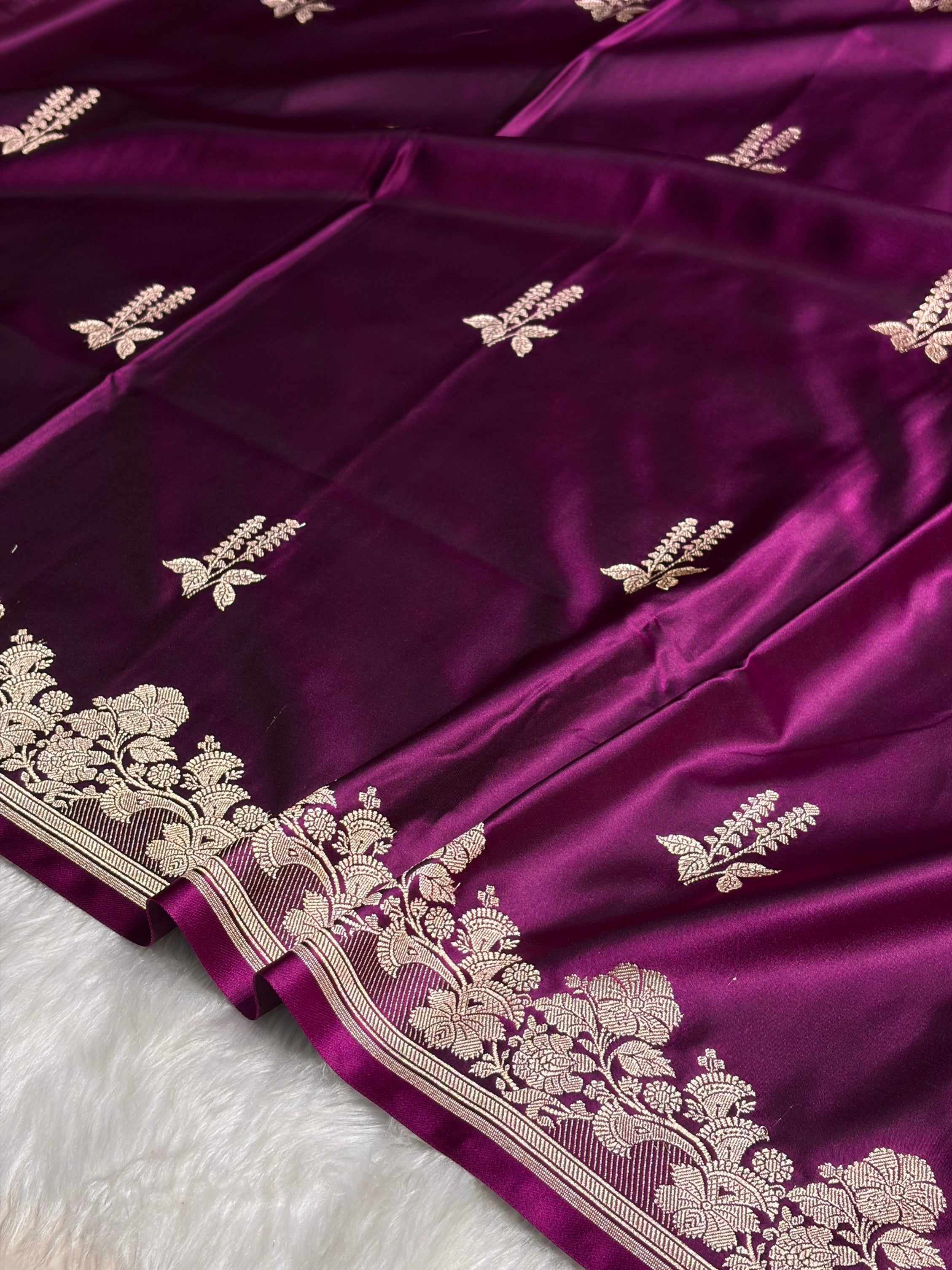 Wine Floral Boota Mashru Silk Saree MSM-43