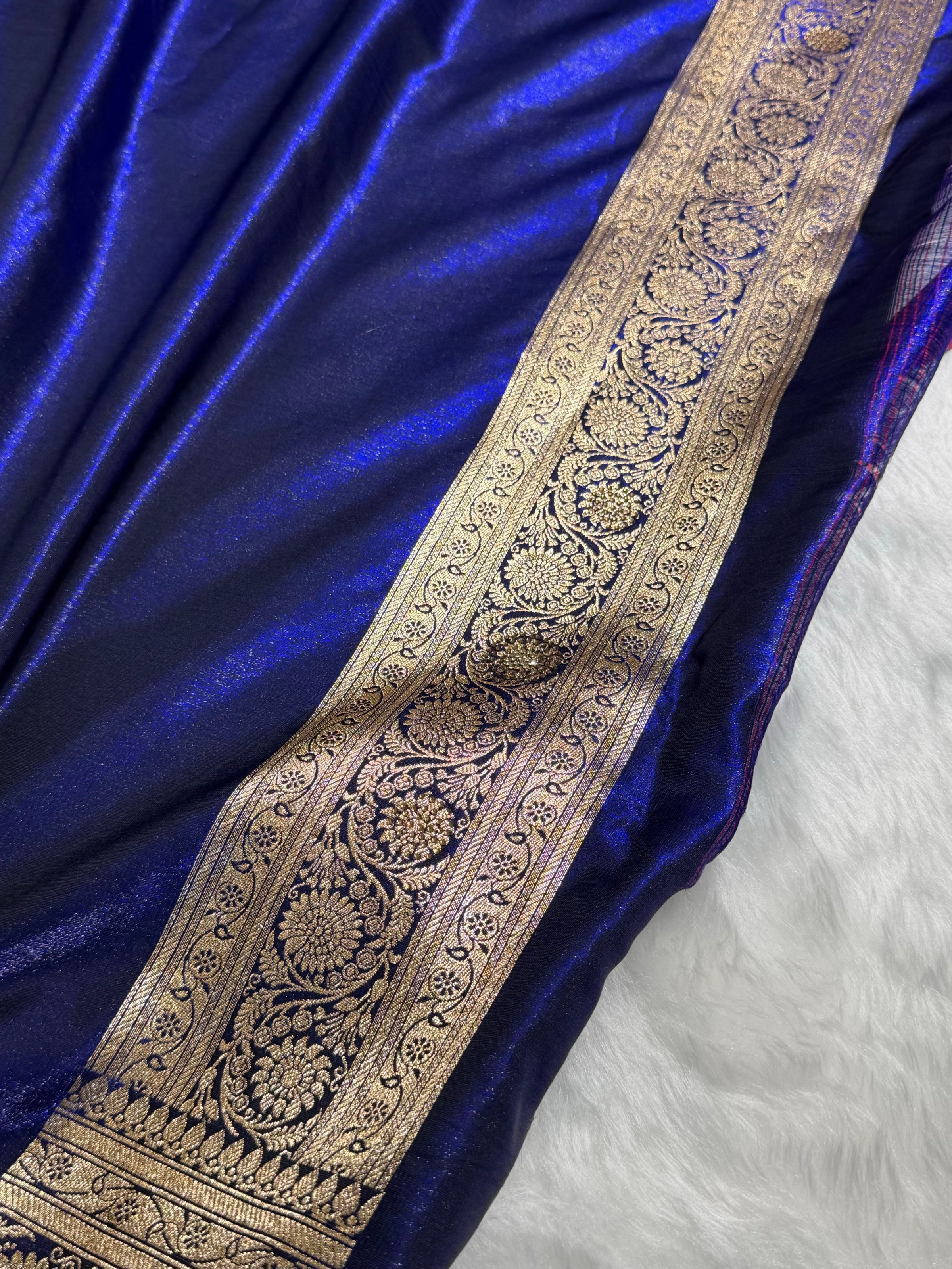 Banarasi Bridal Royal Blue Jaal with Swarovski Stone BSS13 (E)