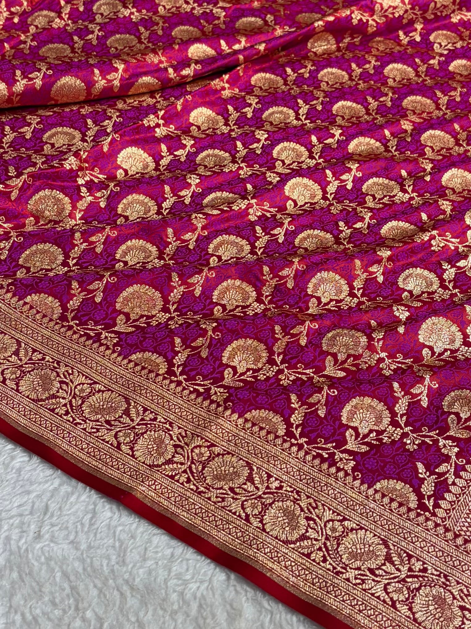 Red Tanchoi Satin Katan Silk Saree SKTM-05