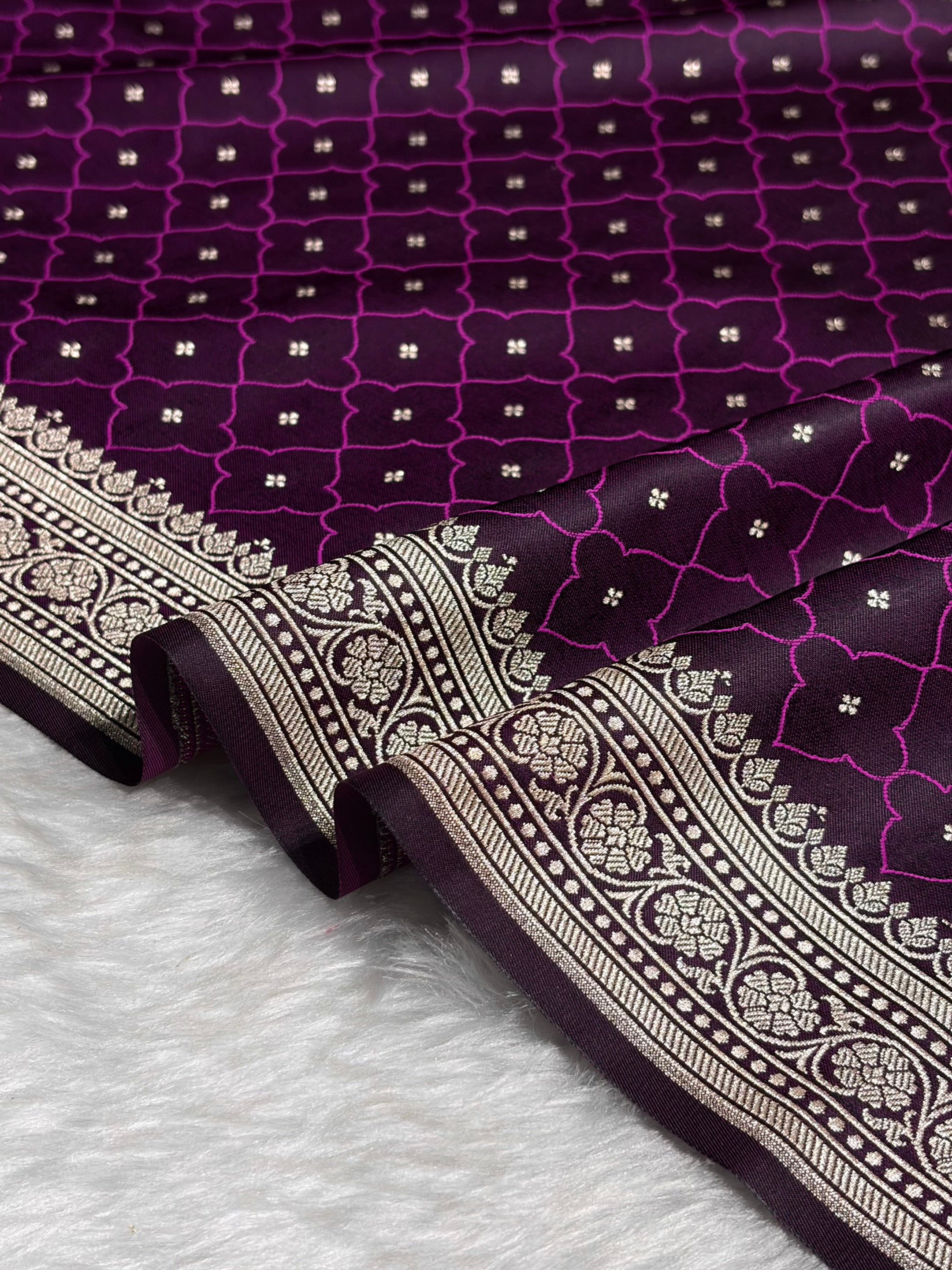 Dark Magenta Shades Tanchoi Motif Mashru Silk Saree MST-13