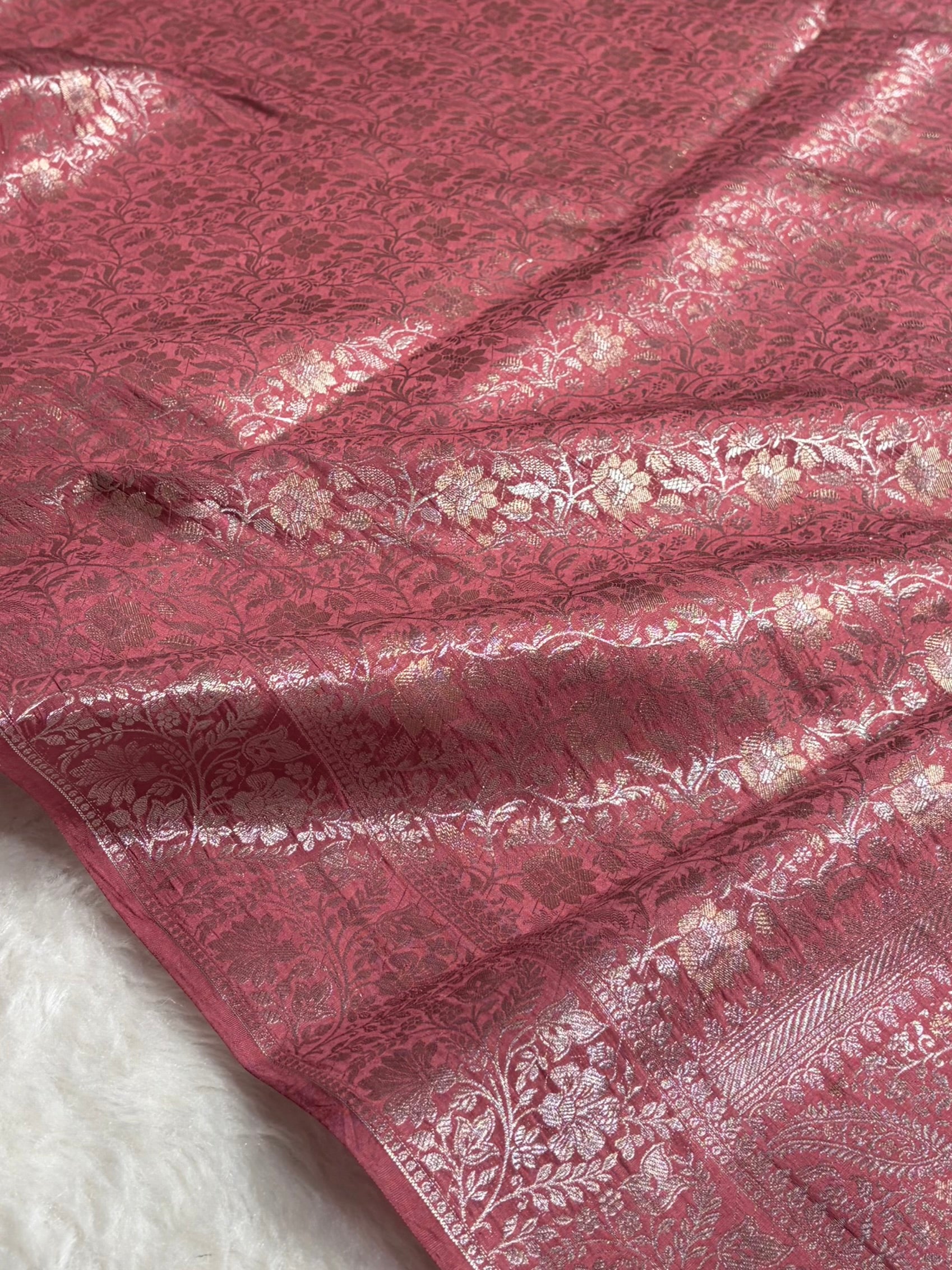 Mauve Shade Flower Boota Pure Caramel Mango Silk Saree CS-17