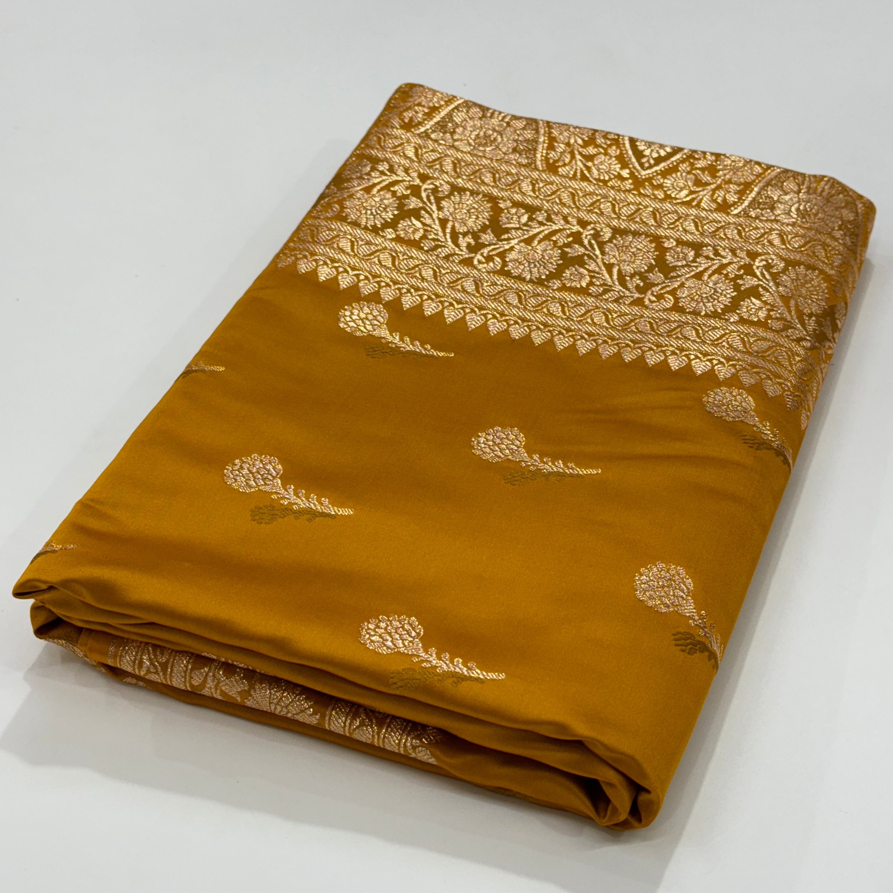 Mustard Booti Katan Silk Saree SK05